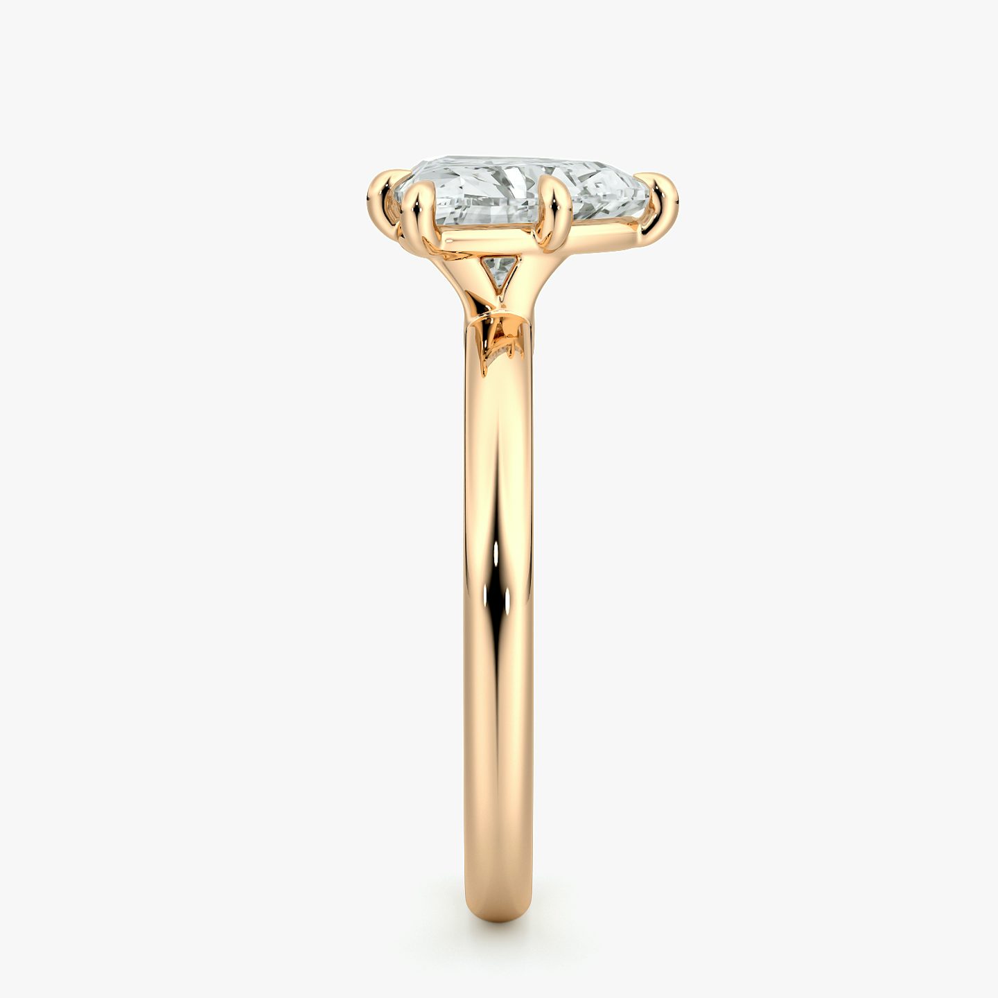 Anillo de compromiso Signature 6 Prong | Trillón | 14k | Oro rosa | bandAccent: Simple | bandWidth: large | hiddenHalo: no | diamondOrientation: vertical | caratWeight: other
