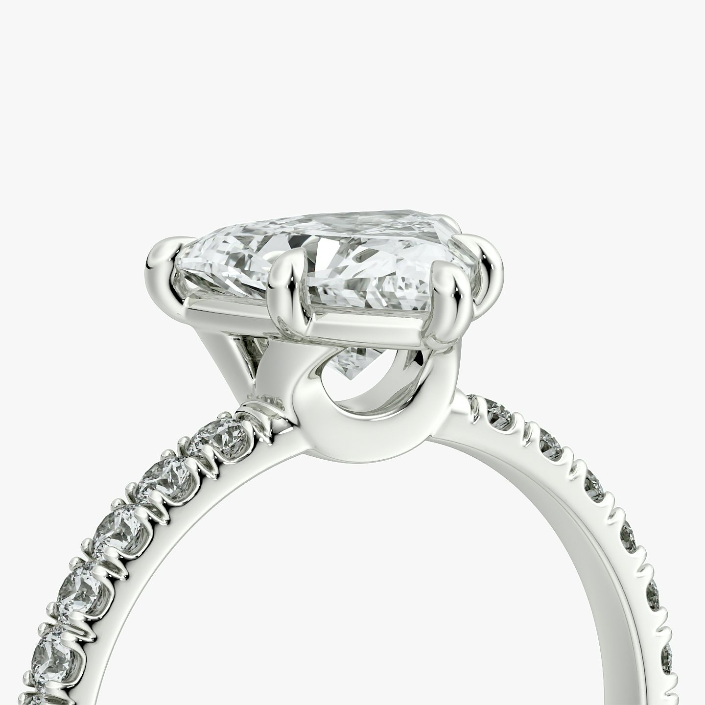 The Signature 6 Prong | Trillion | Platinum | bandAccent: Pavé | bandWidth: large | hiddenHalo: no | diamondOrientation: vertical | caratWeight: other