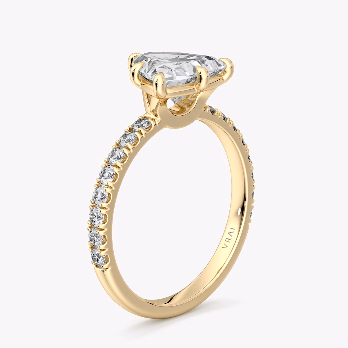 The Signature 6 Prong | Trillion | 18k | Yellow Gold | bandAccent: Pavé | bandWidth: large | hiddenHalo: no | diamondOrientation: vertical | caratWeight: other
