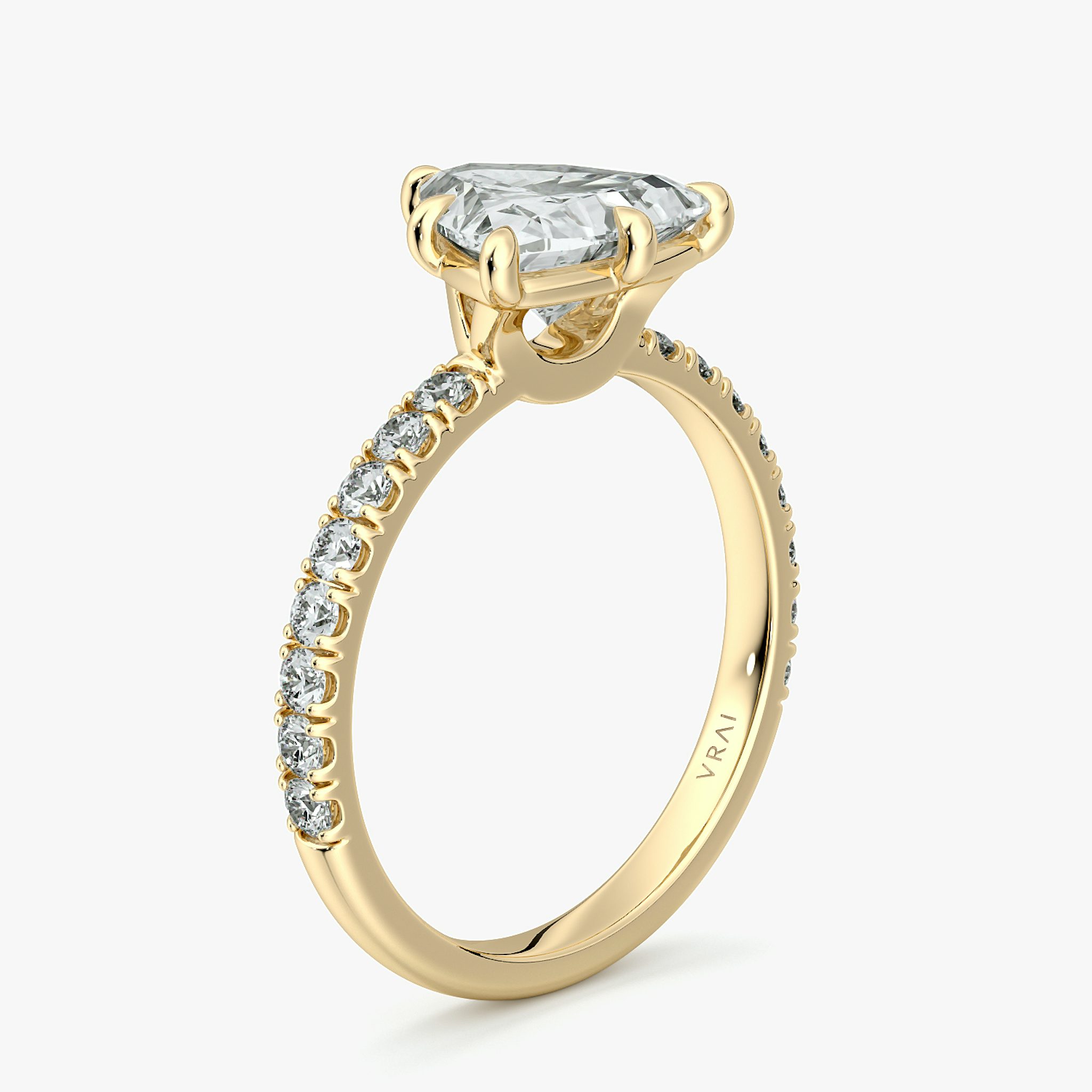 The Signature 6 Prong | Trillion | 18k | Yellow Gold | bandAccent: Pavé | bandWidth: large | hiddenHalo: no | diamondOrientation: vertical | caratWeight: other