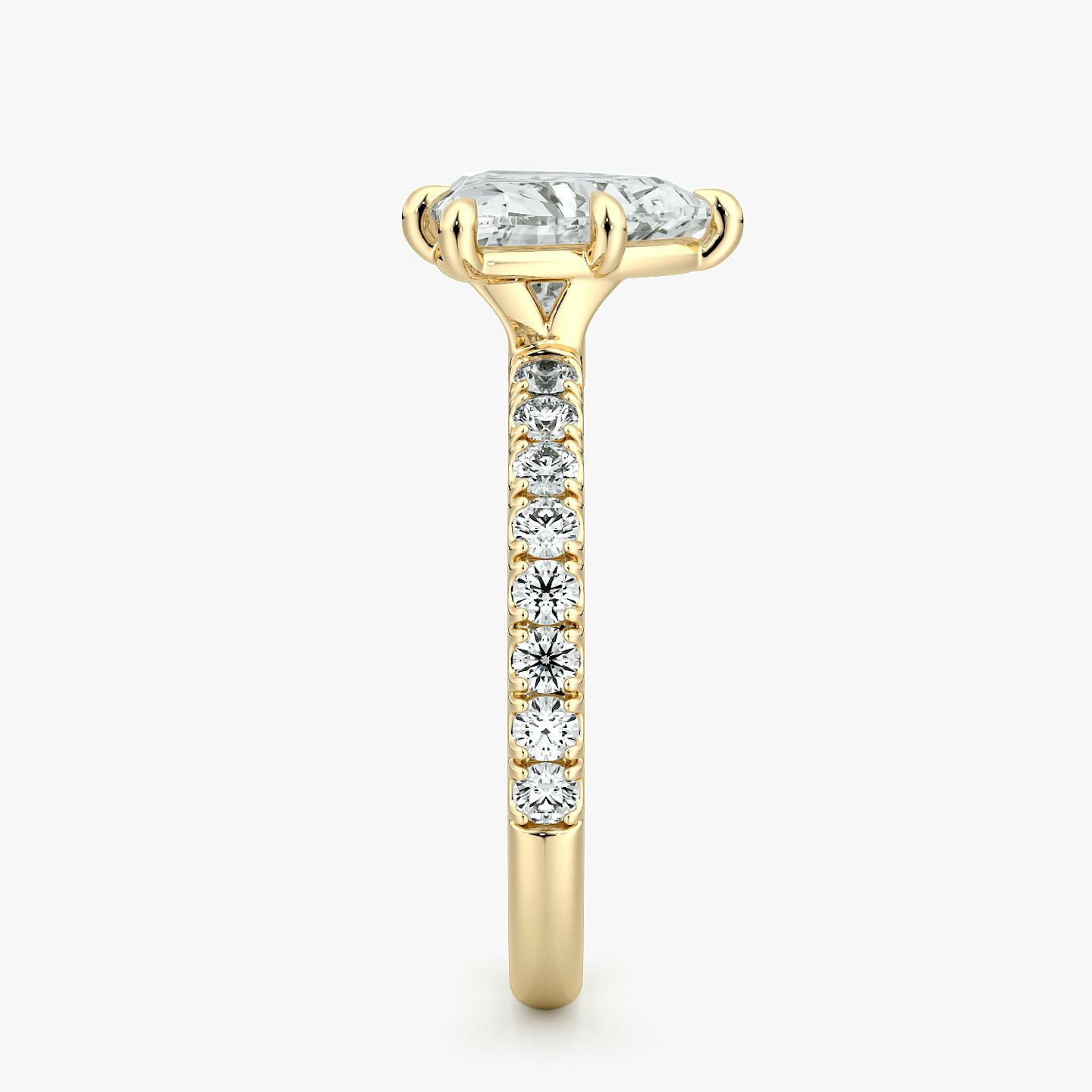 The Signature 6 Prong | Trillion | 18k | Yellow Gold | bandAccent: Pavé | bandWidth: large | hiddenHalo: no | diamondOrientation: vertical | caratWeight: other