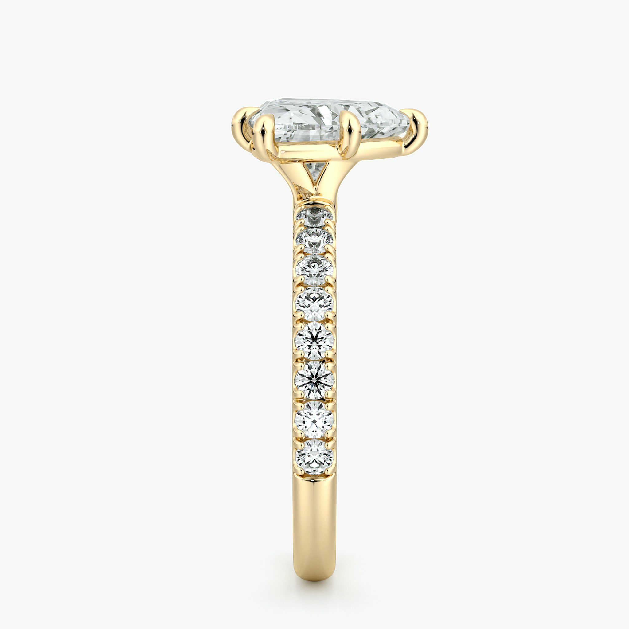 The Signature 6 Prong | Trillion | 18k | Yellow Gold | bandAccent: Pavé | bandWidth: large | hiddenHalo: no | diamondOrientation: vertical | caratWeight: other