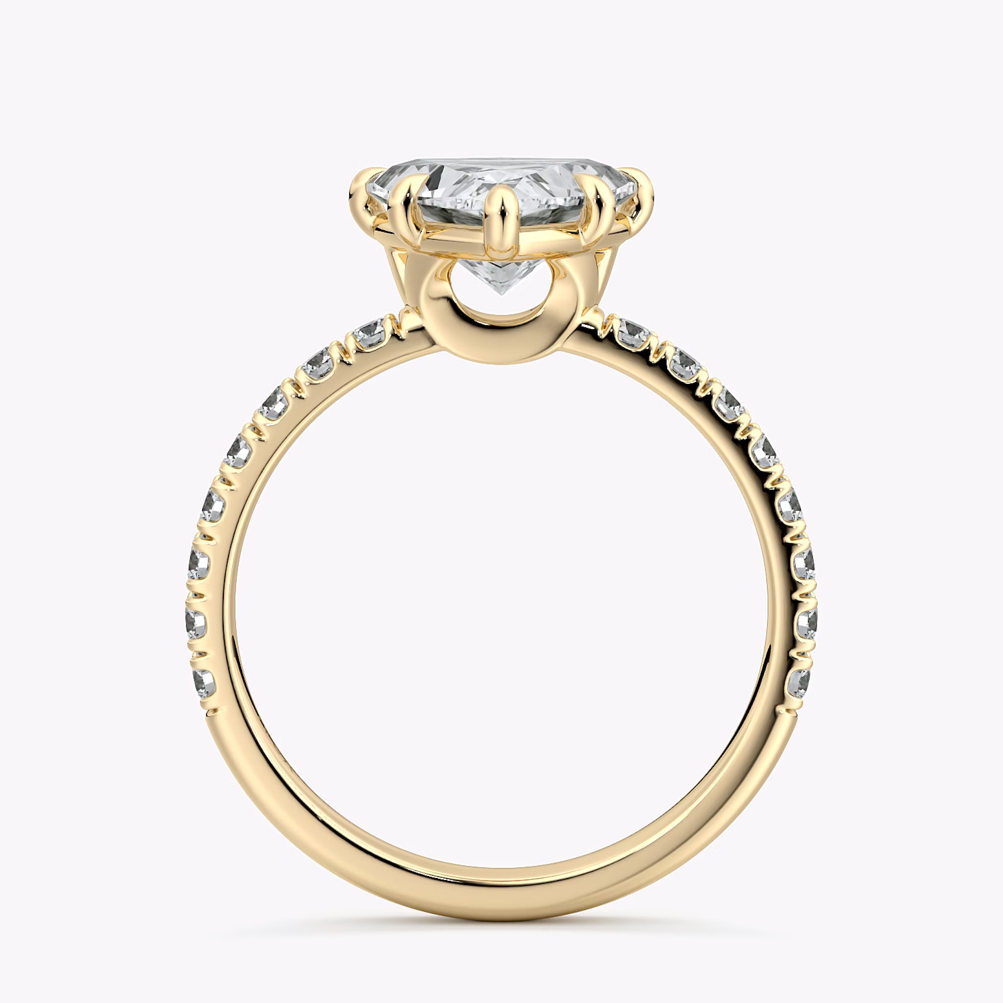 The Signature 6 Prong | Trillion | 18k | Yellow Gold | bandAccent: Pavé | bandWidth: large | hiddenHalo: no | diamondOrientation: vertical | caratWeight: other