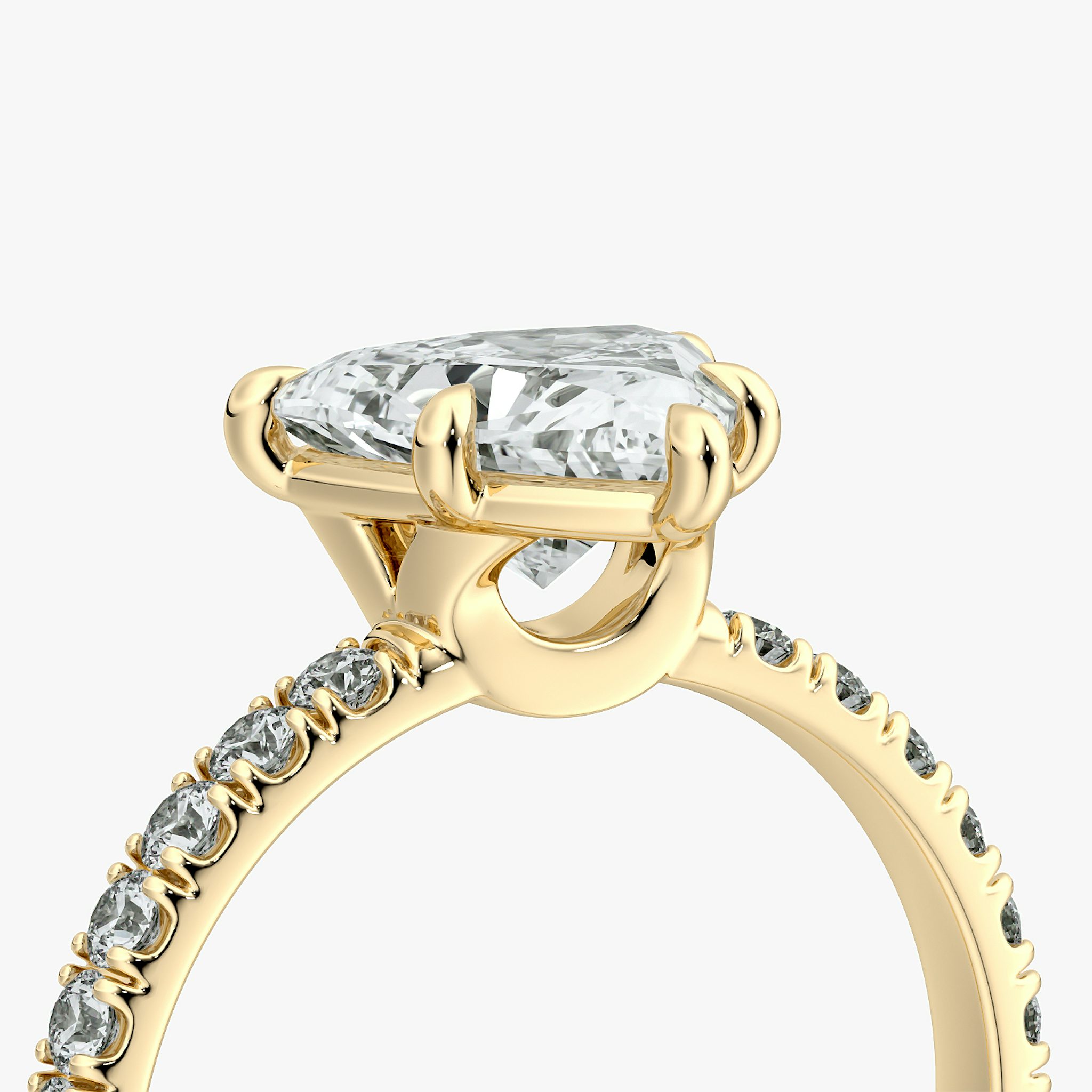 The Signature 6 Prong | Trillion | 18k | Yellow Gold | bandAccent: Pavé | bandWidth: large | hiddenHalo: no | diamondOrientation: vertical | caratWeight: other