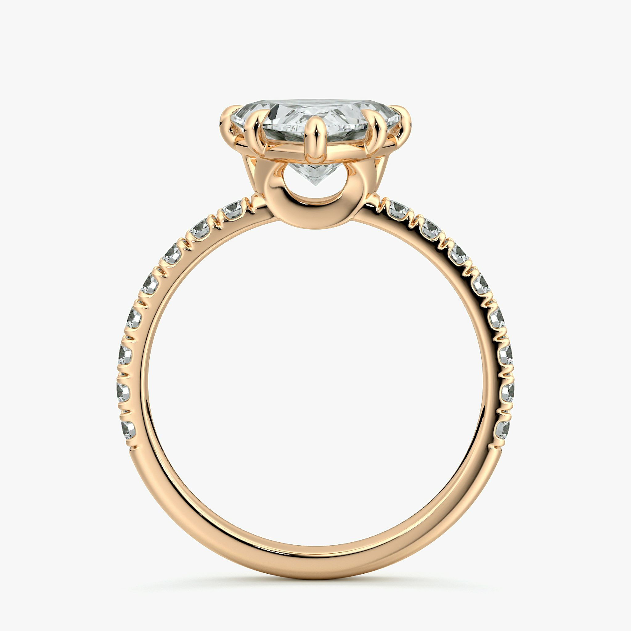 The Signature 6 Prong | Trillion | 14k | Rose Gold | bandAccent: Pavé | bandWidth: large | hiddenHalo: no | diamondOrientation: vertical | caratWeight: other