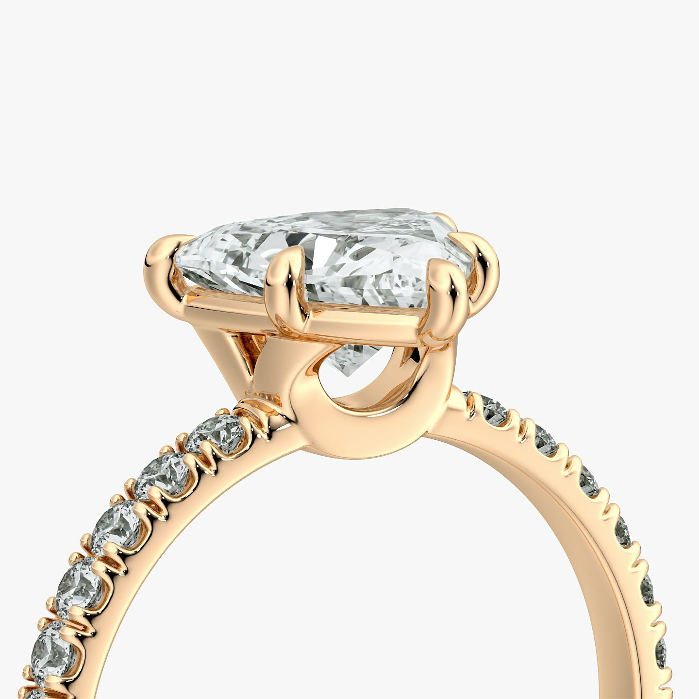 The Signature 6 Prong | Trillion | 14k | Rose Gold | bandAccent: Pavé | bandWidth: large | hiddenHalo: no | diamondOrientation: vertical | caratWeight: other