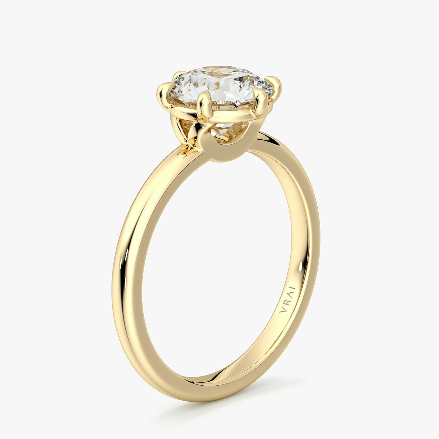 The Signature 6 Prong | Round Brilliant | 18k | Yellow Gold | bandAccent: Plain | bandWidth: large | caratWeight: 1.5ct | hiddenHalo: no | diamondOrientation: vertical
