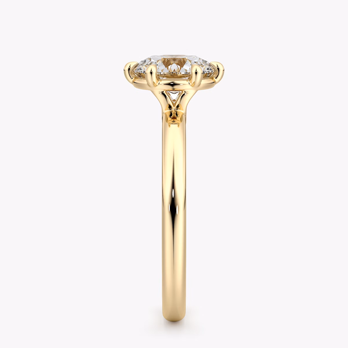 The Signature 6 Prong | Round Brilliant | 18k | Yellow Gold | bandAccent: Plain | bandWidth: large | caratWeight: 1.0ct | hiddenHalo: no | diamondOrientation: vertical