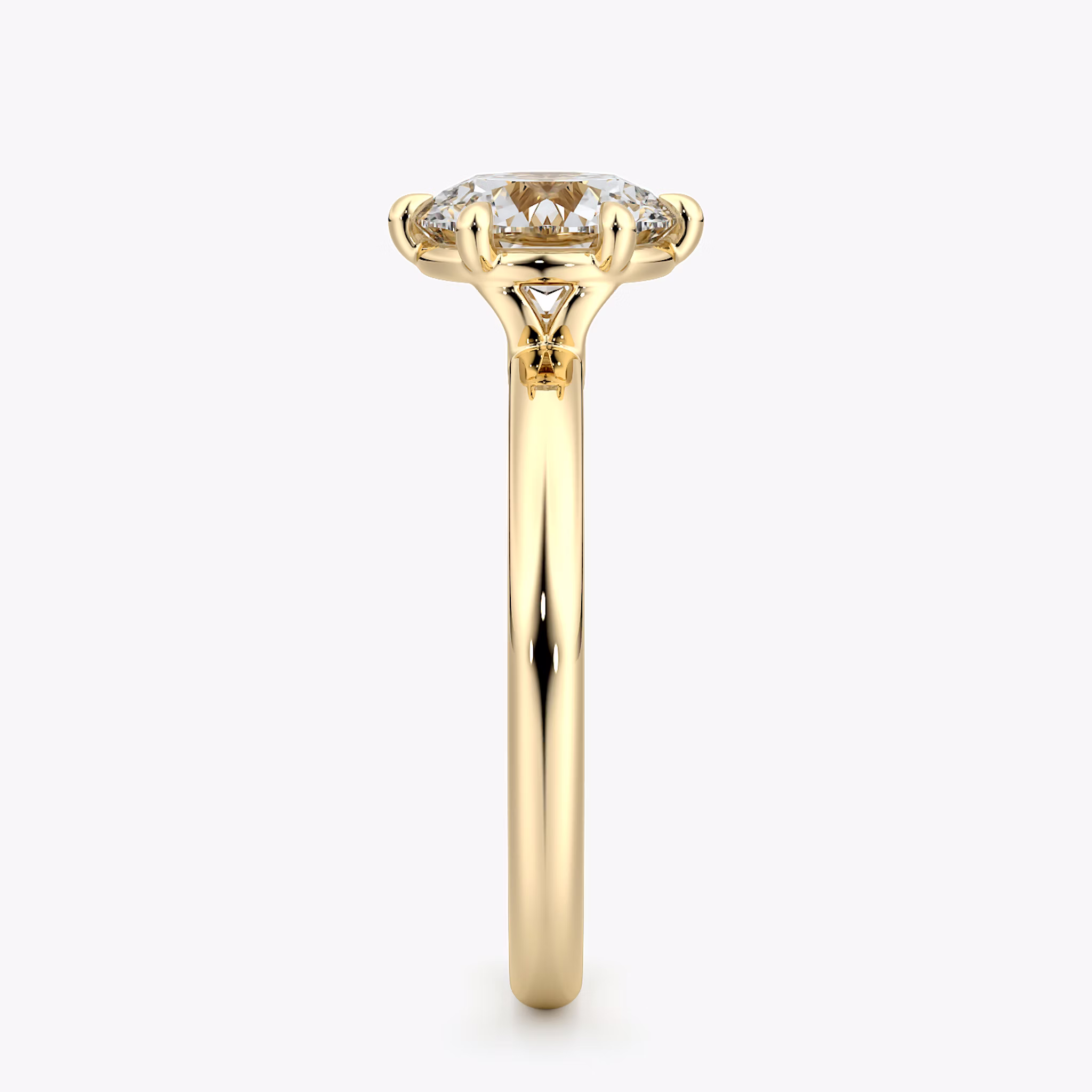 The Signature 6 Prong | Round Brilliant | 18k | Yellow Gold | bandAccent: Plain | bandWidth: large | caratWeight: other | hiddenHalo: no | diamondOrientation: vertical