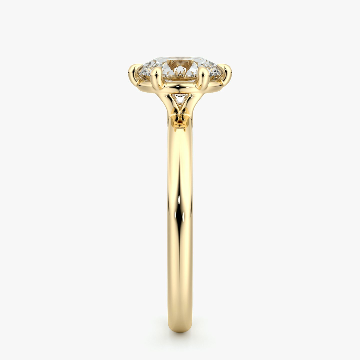 The Signature 6 Prong | Round Brilliant | 18k | Yellow Gold | bandAccent: Plain | bandWidth: large | caratWeight: 1.5ct | hiddenHalo: no | diamondOrientation: vertical