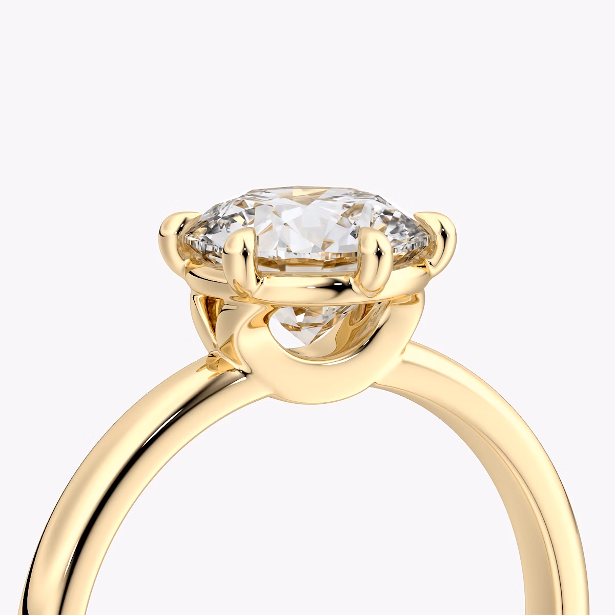 The Signature 6 Prong | Round Brilliant | 18k | Yellow Gold | bandAccent: Plain | bandWidth: large | caratWeight: 1.0ct | hiddenHalo: no | diamondOrientation: vertical