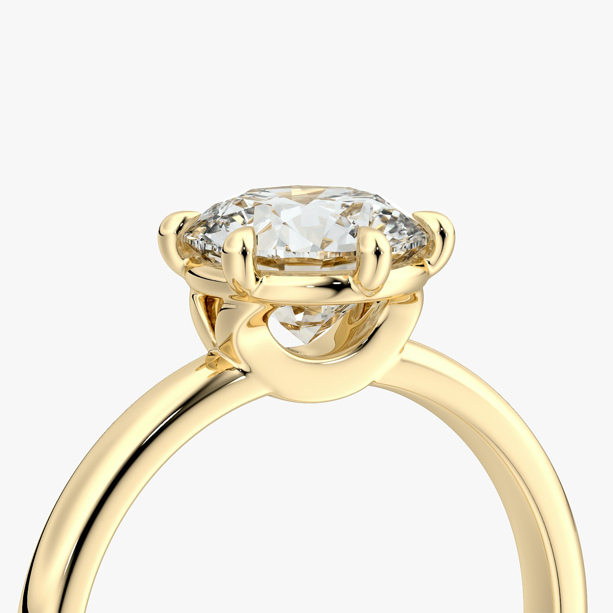 The Signature 6 Prong | Round Brilliant | 18k | Yellow Gold | bandAccent: Plain | bandWidth: large | caratWeight: other | hiddenHalo: no | diamondOrientation: vertical