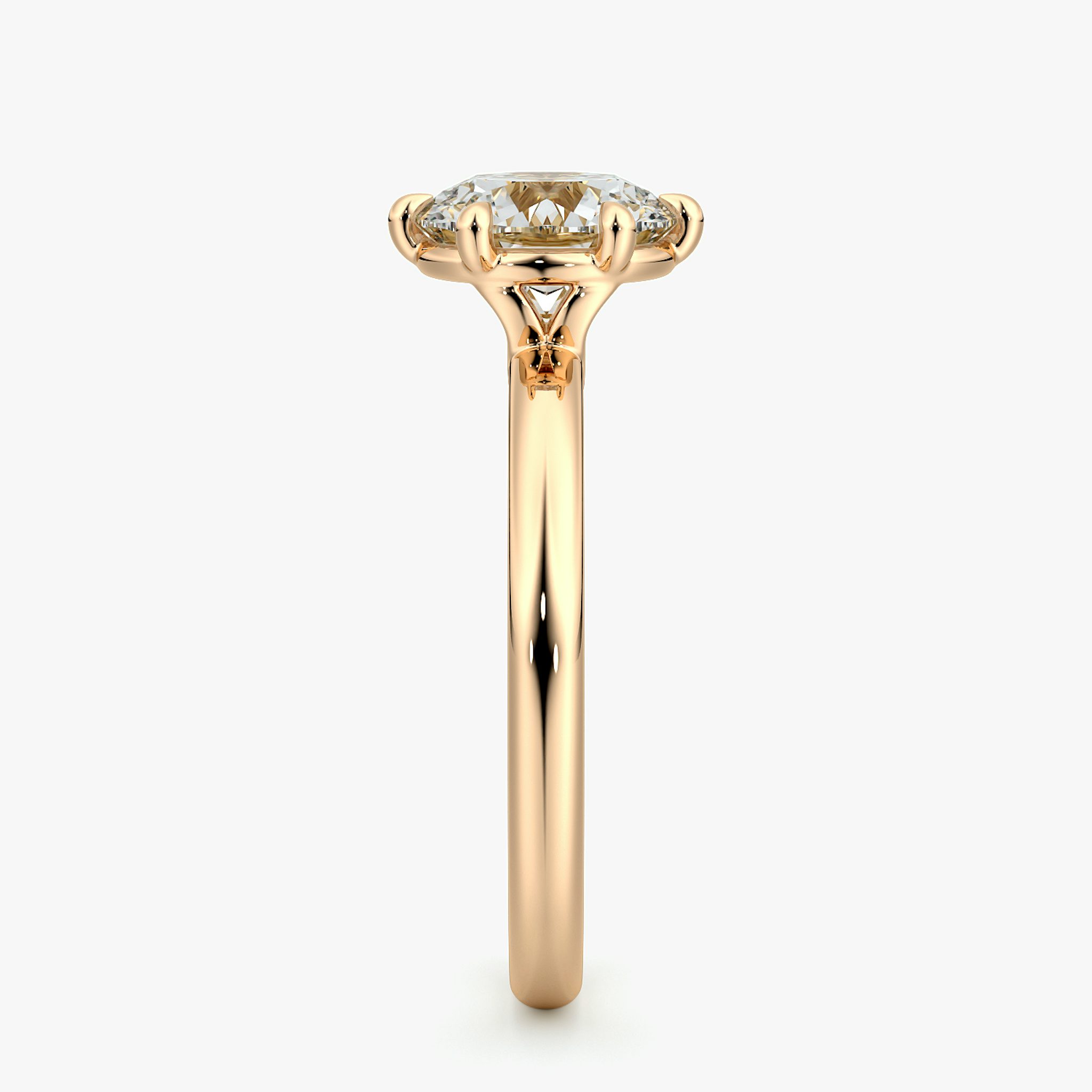 The Signature 6 Prong | Round Brilliant | 14k | Rose Gold | bandAccent: Plain | bandWidth: large | caratWeight: other | hiddenHalo: no | diamondOrientation: vertical