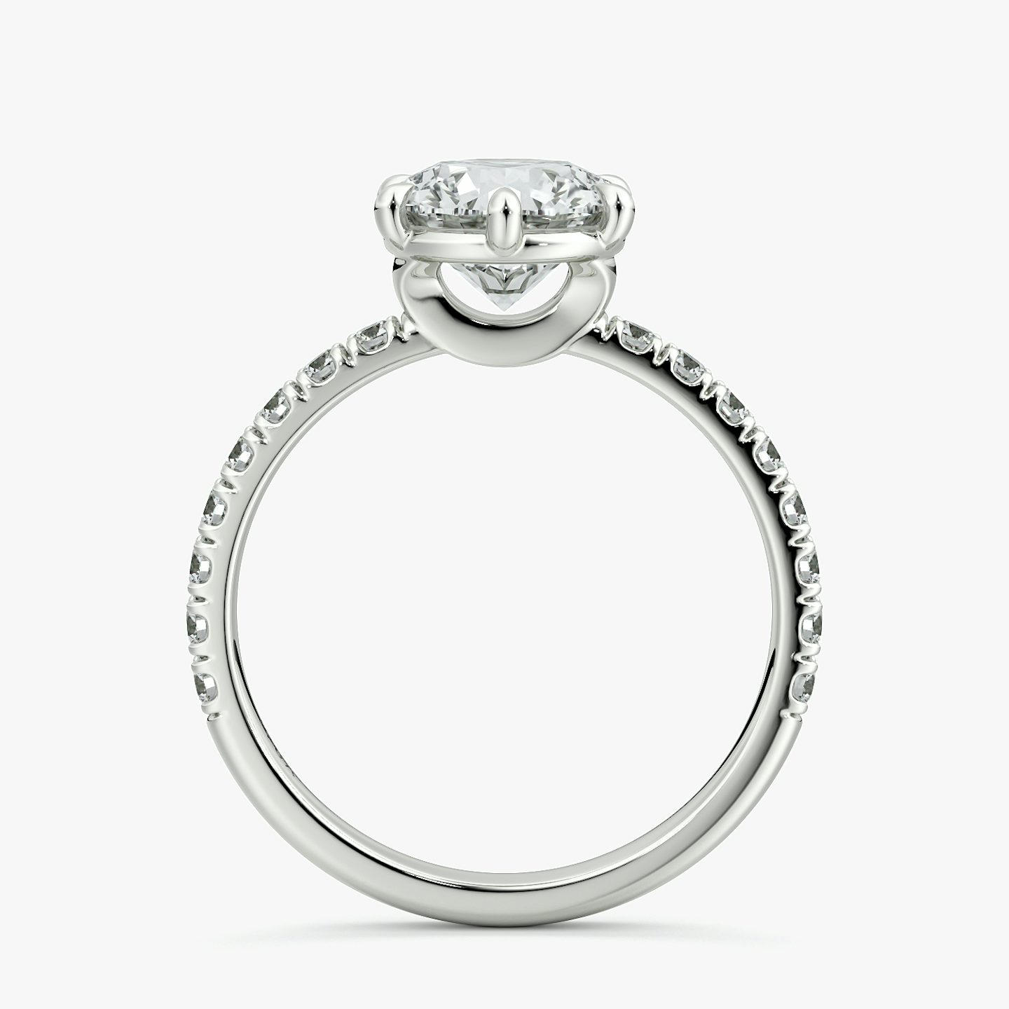 The Signature 6 Prong | Round Brilliant | Platinum | bandAccent: Pavé | bandWidth: large | caratWeight: 2.0ct | hiddenHalo: no | diamondOrientation: vertical