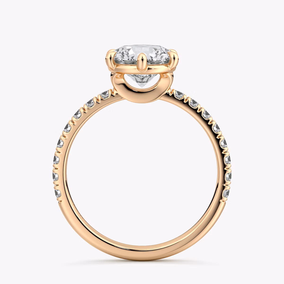 The Signature 6 Prong | Round Brilliant | 14k | Rose Gold | bandAccent: Pavé | bandWidth: large | caratWeight: 2.0ct | hiddenHalo: no | diamondOrientation: vertical