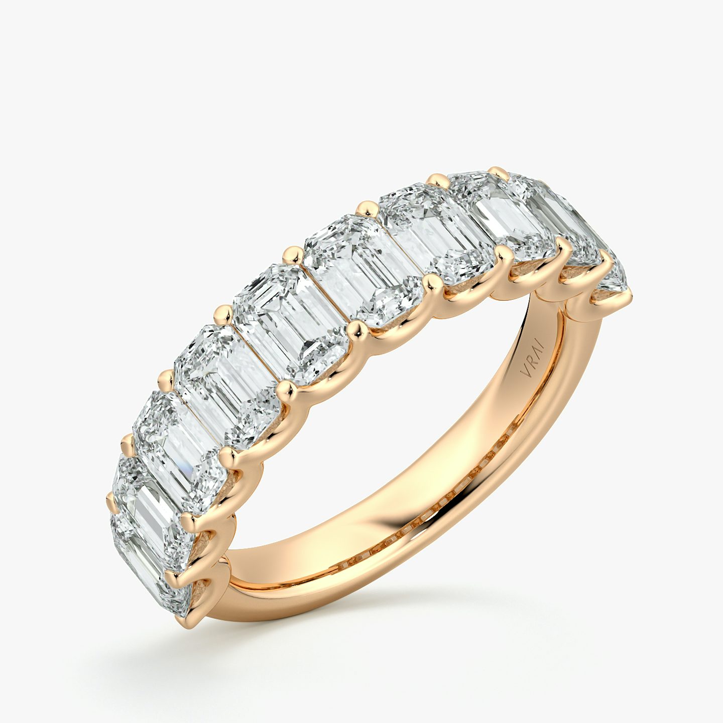 Anillo Eternity  | Esmeralda | 14k | Oro rosa | bandStyle: half | caratWeight: 2.5ct