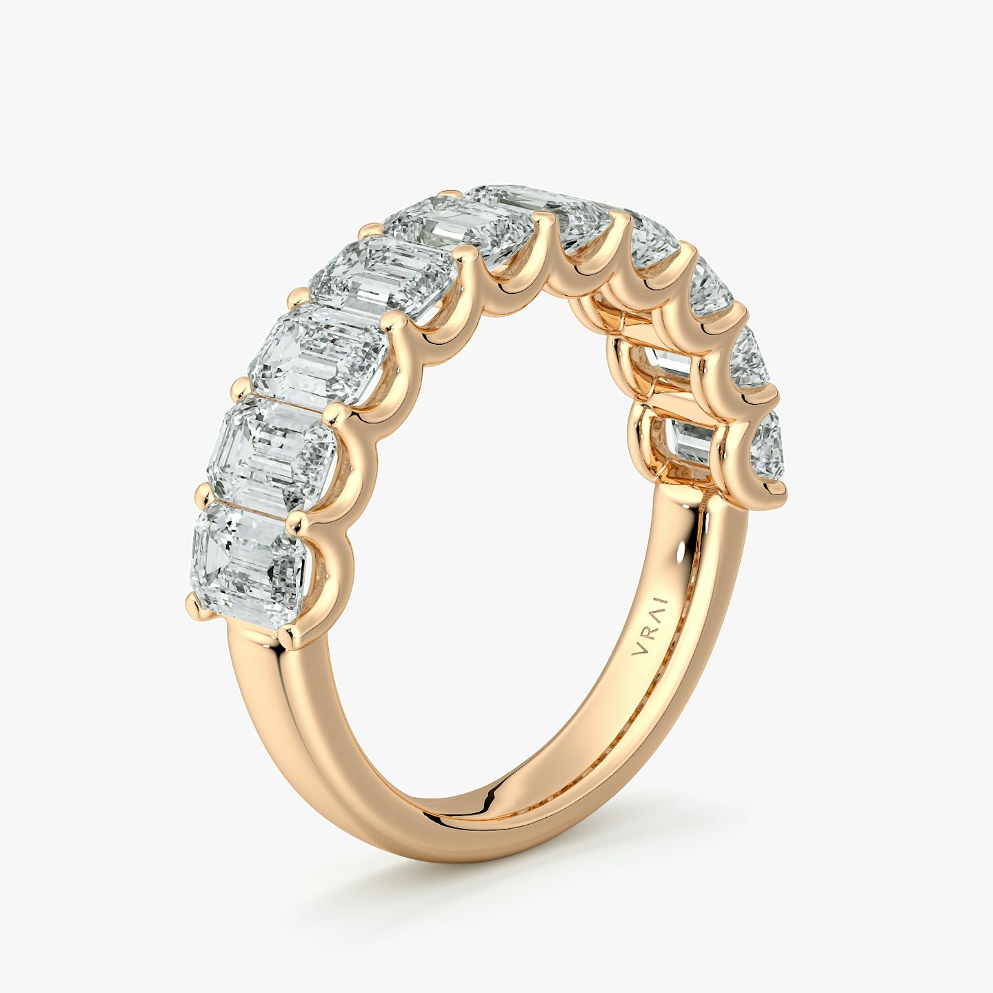 Anillo Eternity  | Esmeralda | 14k | Oro rosa | bandStyle: half | caratWeight: 2.5ct