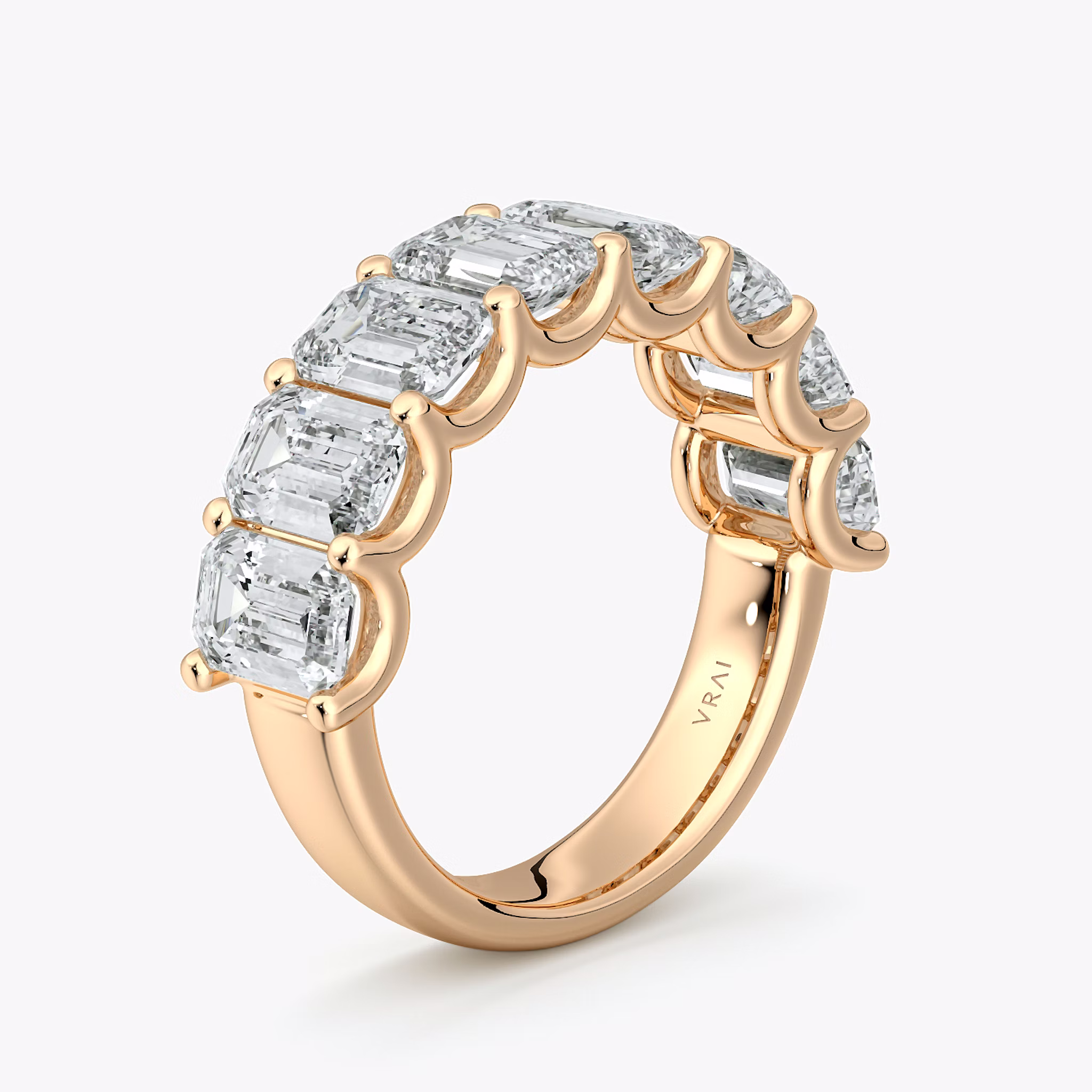 Anillo Eternity | Esmeralda | 14k | Oro rosa | bandStyle: half | caratWeight: 4.0ct