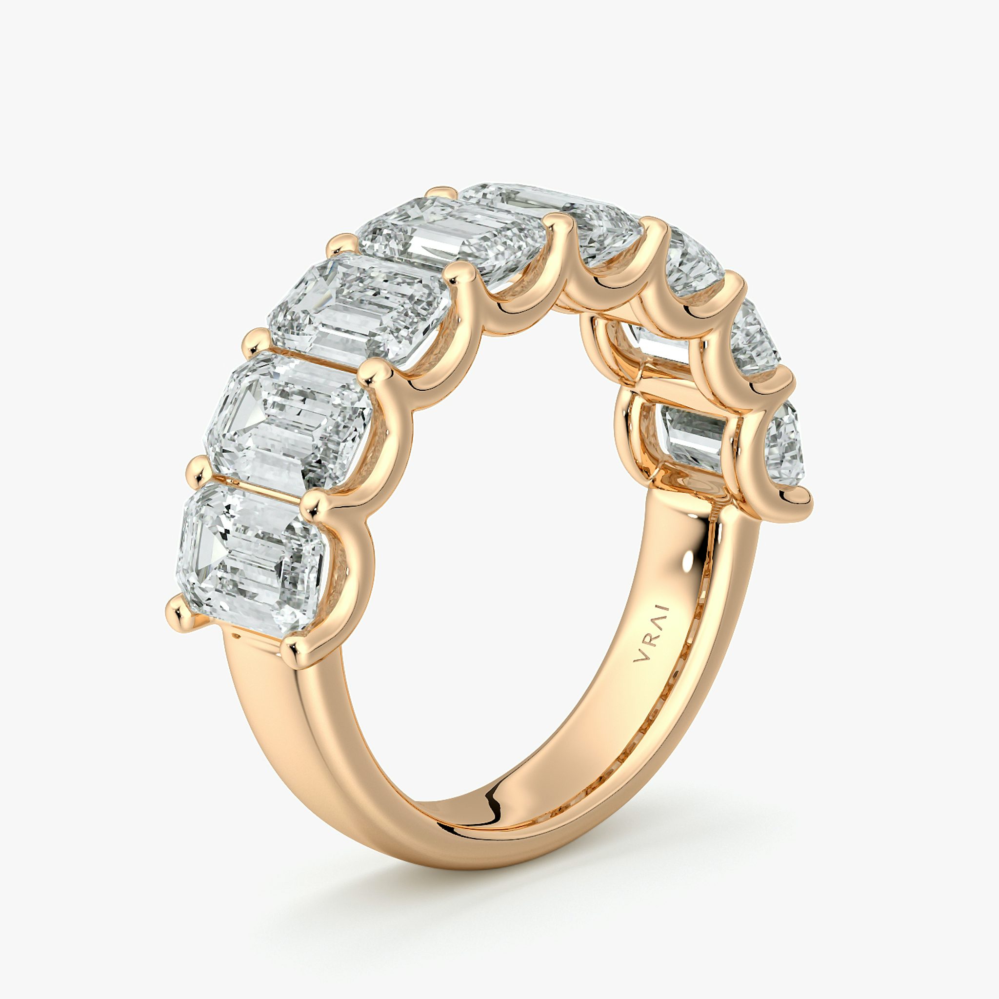 Anillo Eternity | Esmeralda | 14k | Oro rosa | bandStyle: half | caratWeight: 4.0ct