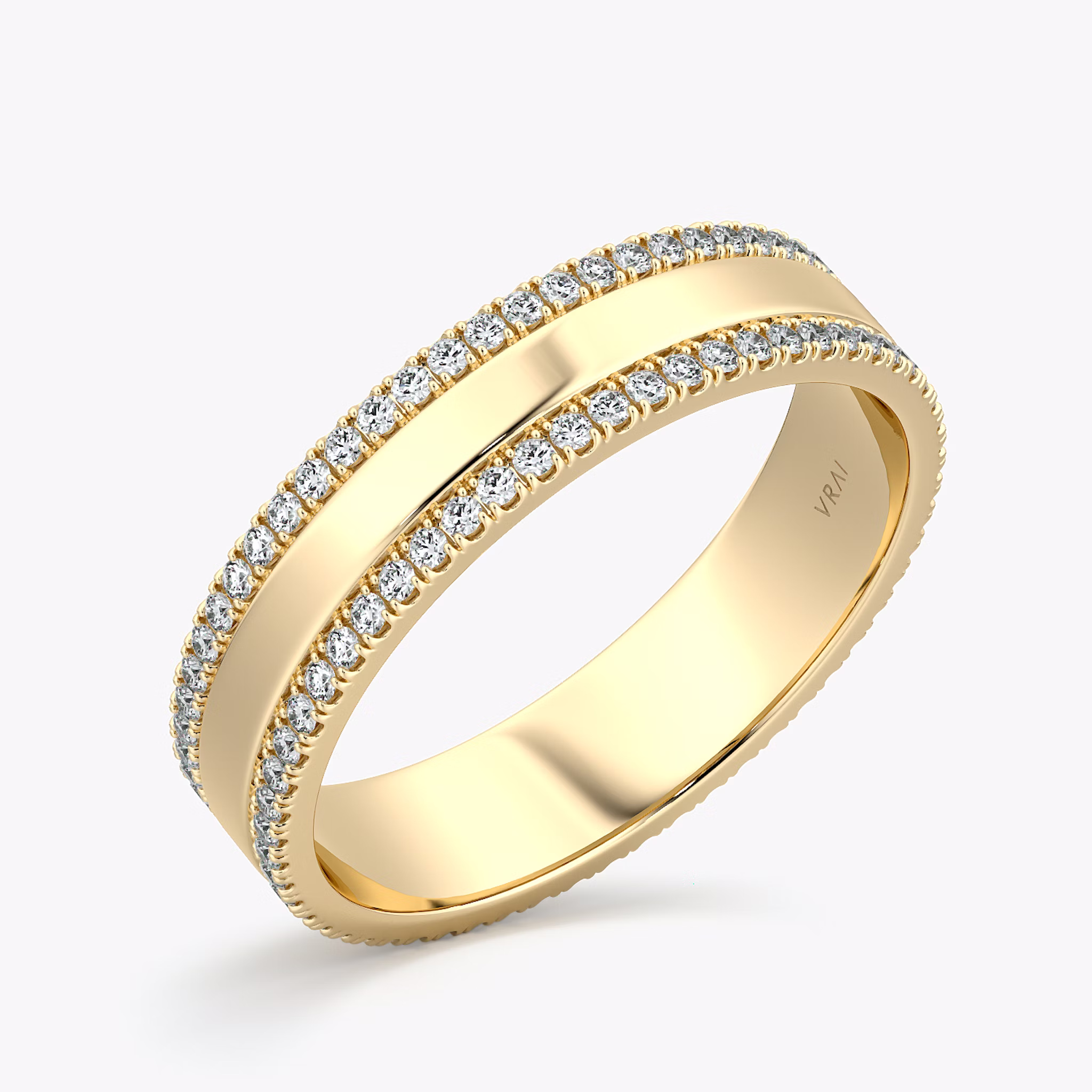 The Pavé Cigar Band | 18k | Yellow Gold | bandAccent: Pavé | paveVersion: double