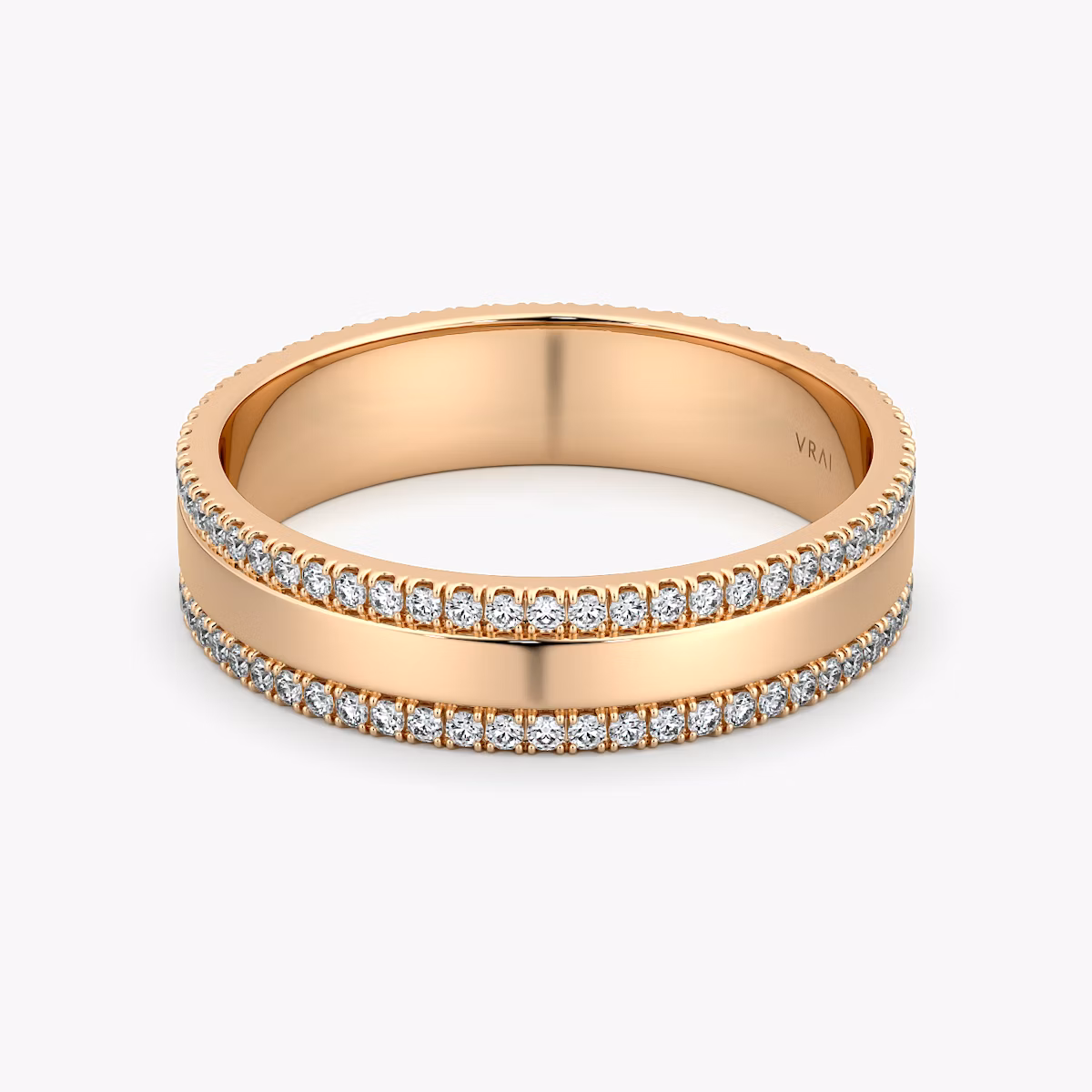 The Pavé Cigar Band | 14k | Rose Gold | bandAccent: Pavé | paveVersion: double
