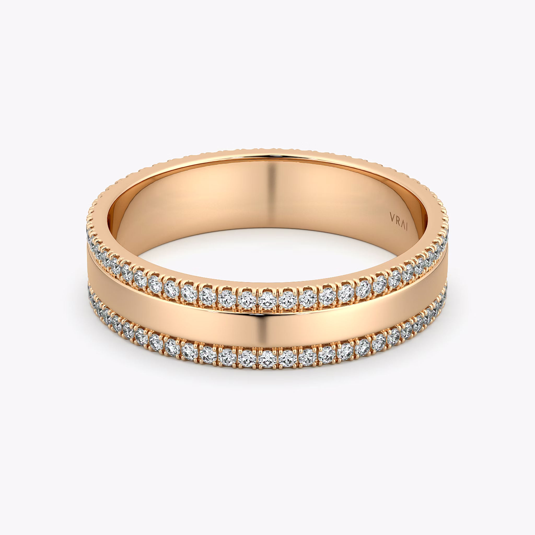 The Pavé Cigar Band | 14k | Rose Gold | bandAccent: Pavé | paveVersion: double