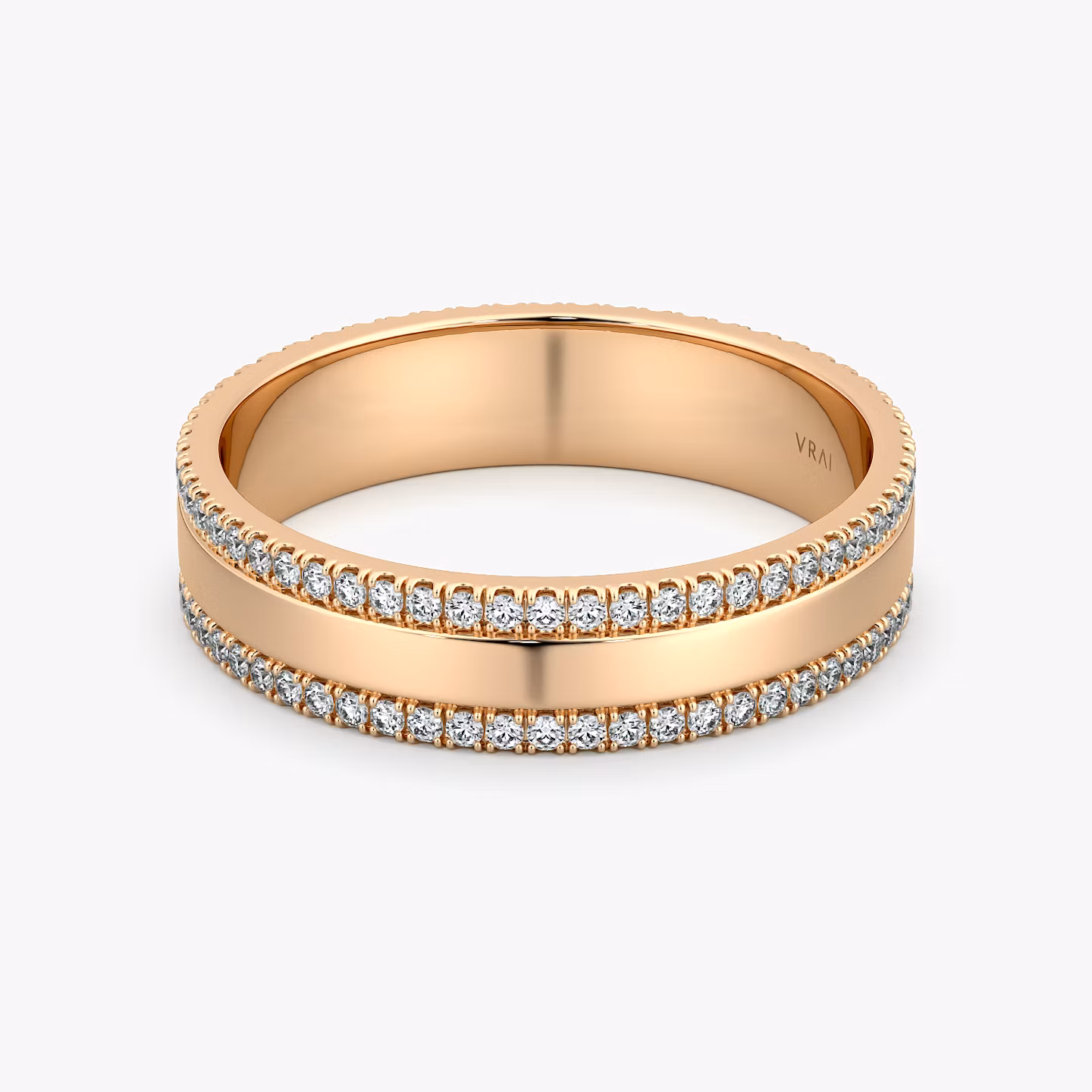 The Pavé Cigar Band | 14k | Rose Gold | bandAccent: Pavé | paveVersion: double