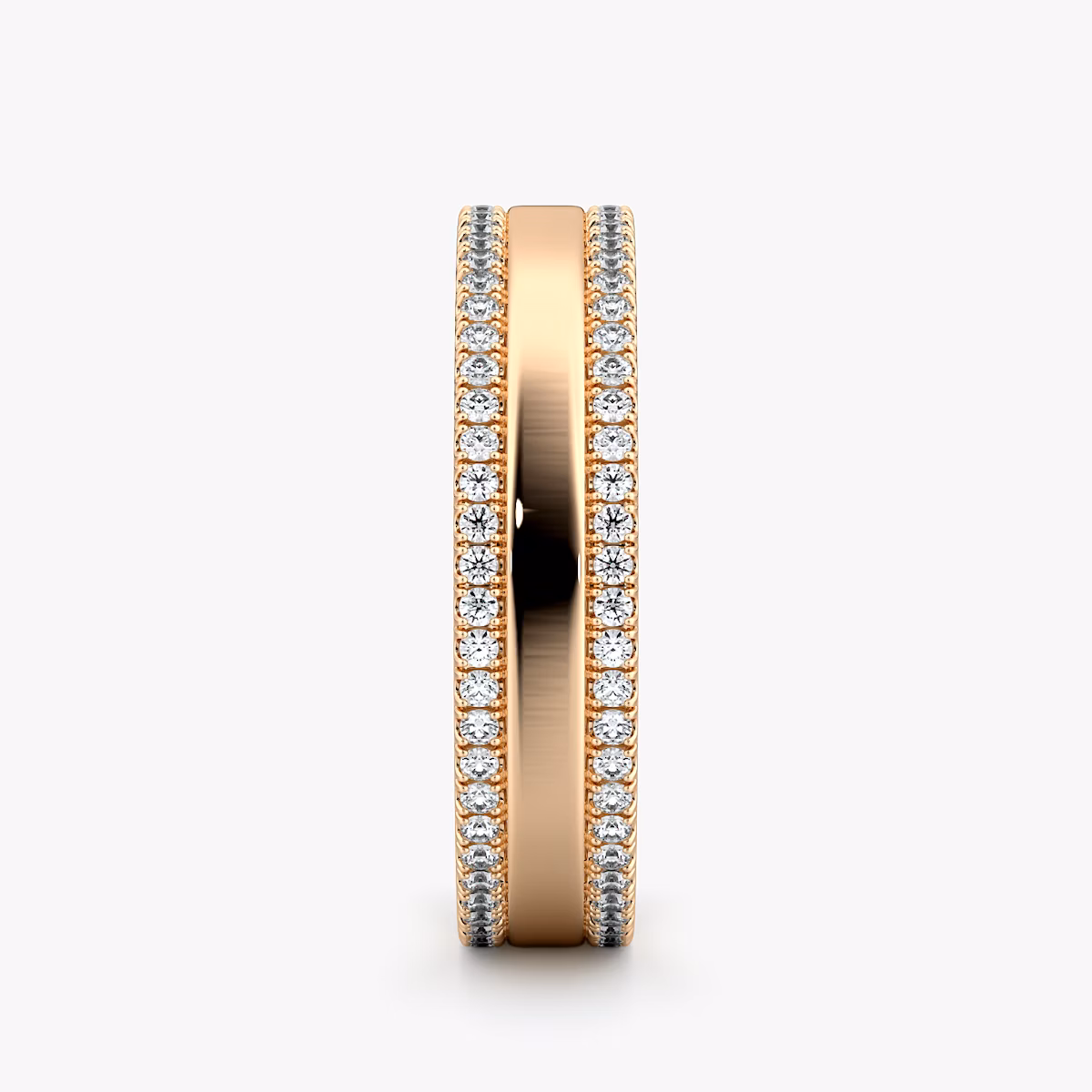 The Pavé Cigar Band | 14k | Rose Gold | bandAccent: Pavé | paveVersion: double