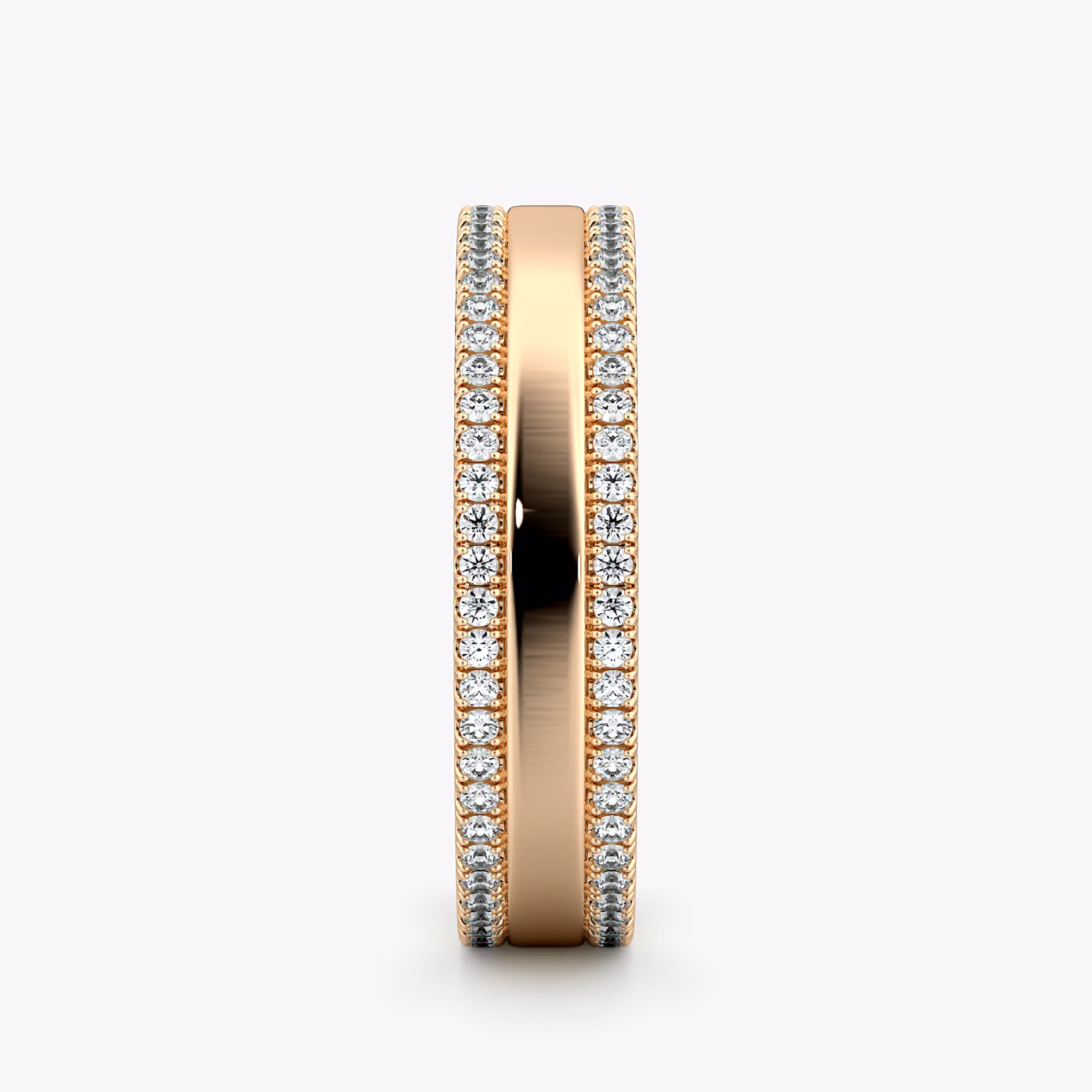 The Pavé Cigar Band | 14k | Rose Gold | bandAccent: Pavé | paveVersion: double