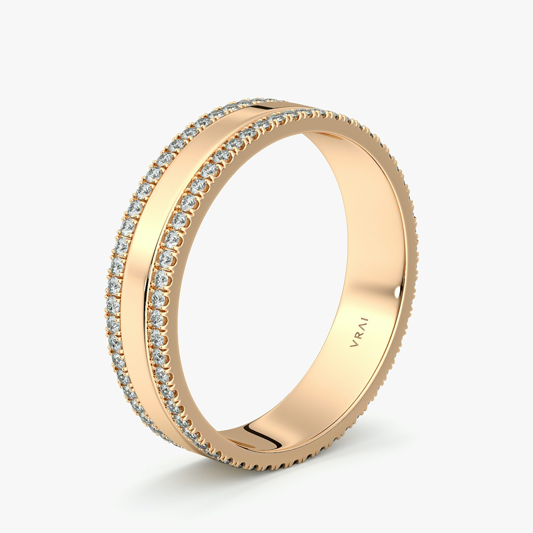 The Pavé Cigar Band | 14k | Rose Gold | bandAccent: Pavé | paveVersion: double