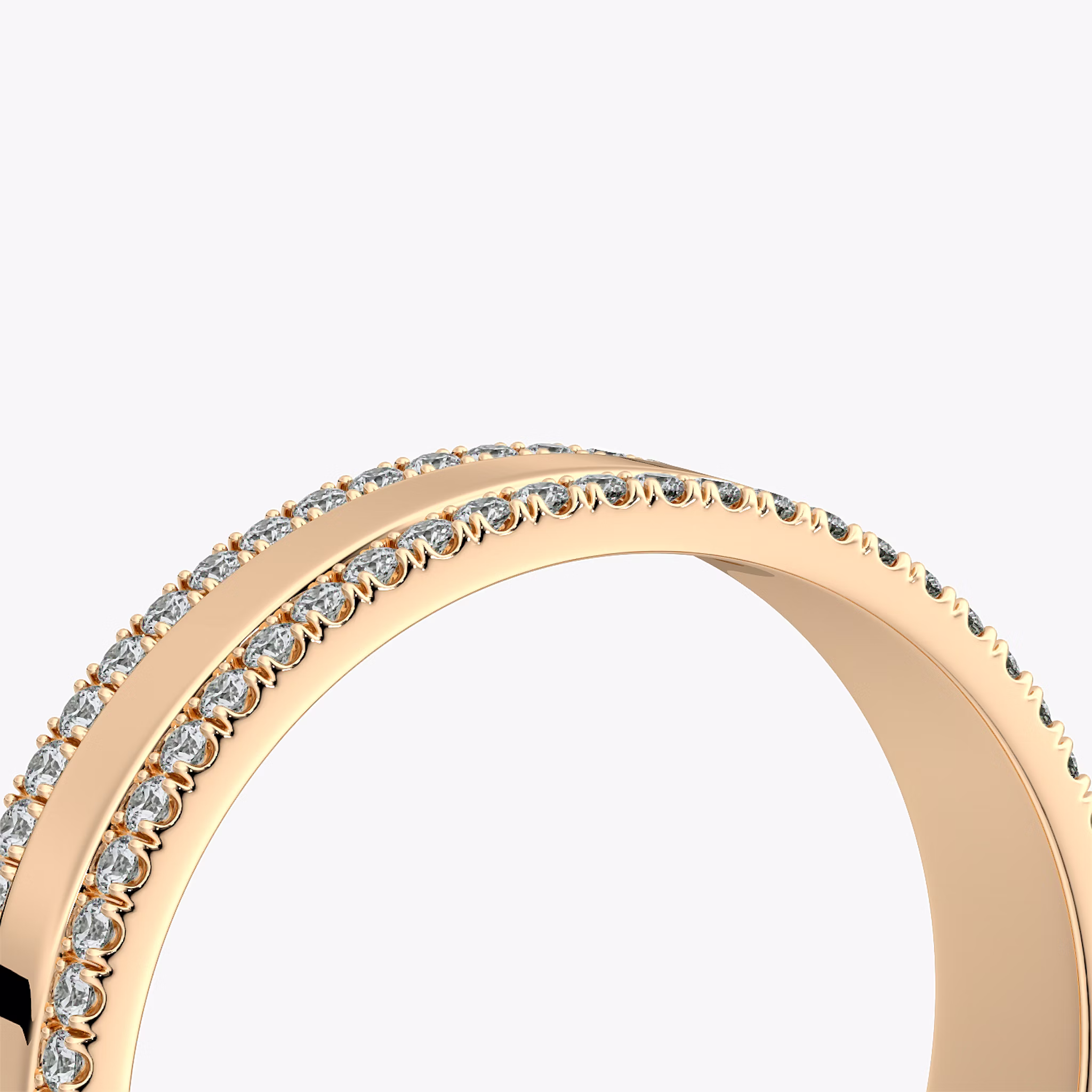 The Pavé Cigar Band | 14k | Rose Gold | bandAccent: Pavé | paveVersion: double