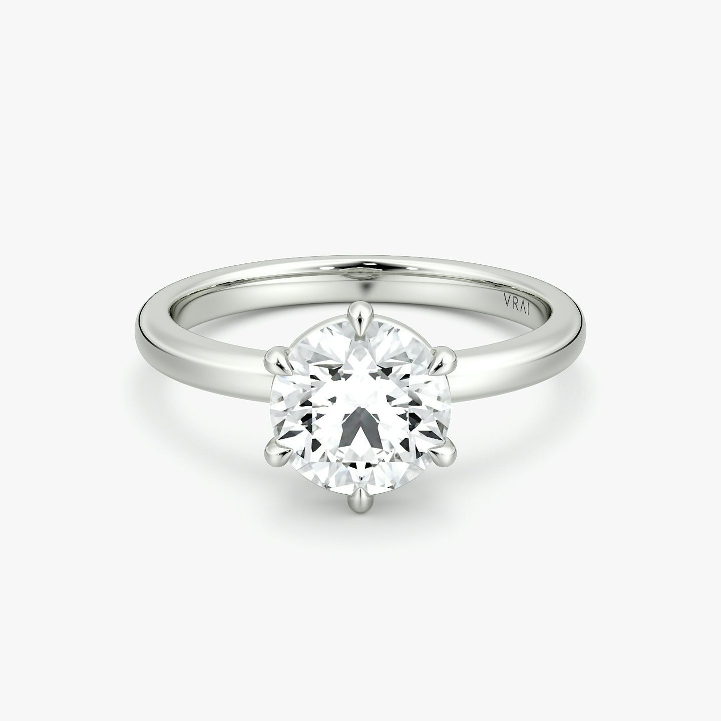 The Signature 6 Prong | Round Brilliant | Platinum | bandAccent: Plain | bandWidth: large | caratWeight: 1.5ct | hiddenHalo: no | diamondOrientation: vertical