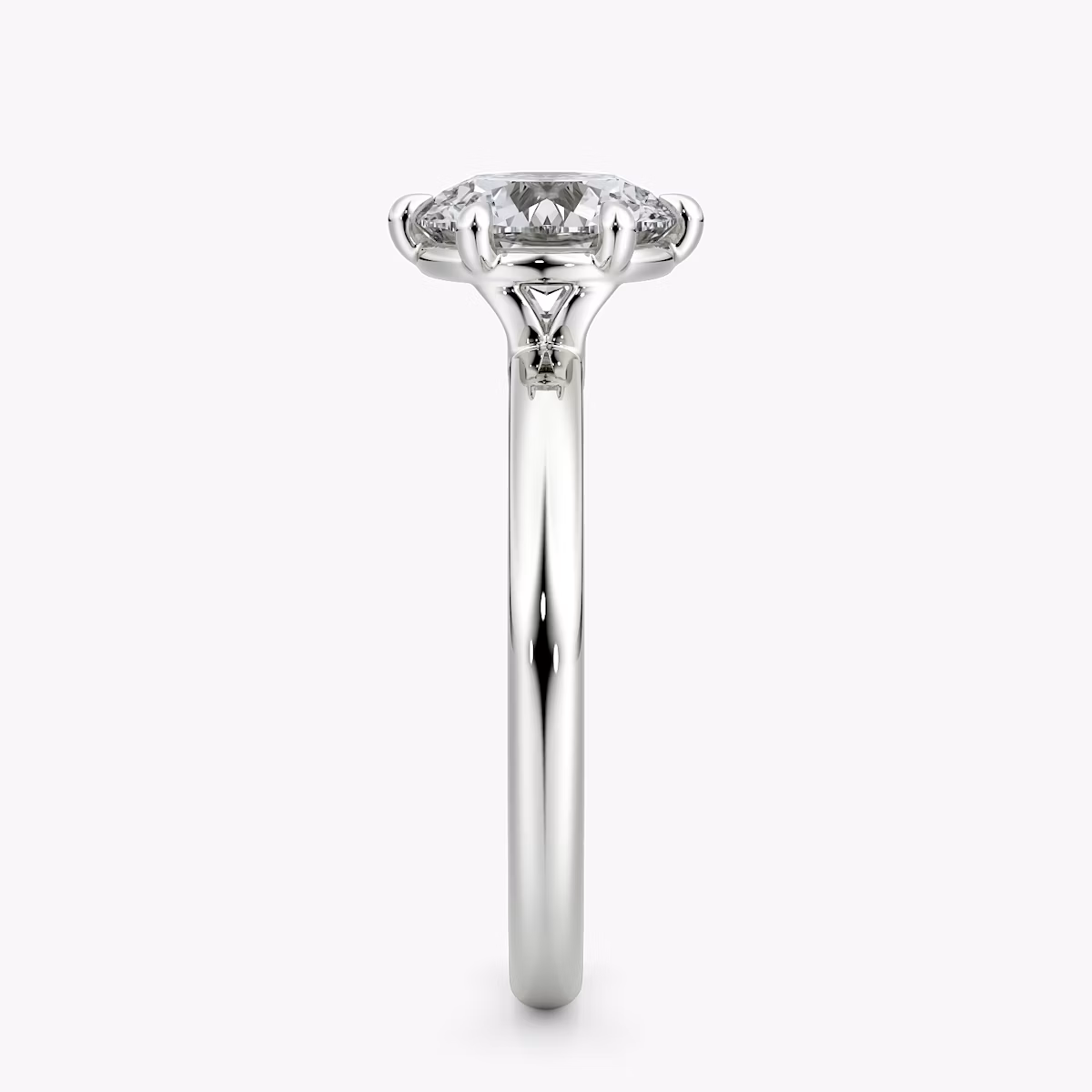 The Signature 6 Prong | Round Brilliant | 18k | White Gold | bandAccent: Plain | bandWidth: large | caratWeight: 1.0ct | hiddenHalo: no | diamondOrientation: vertical