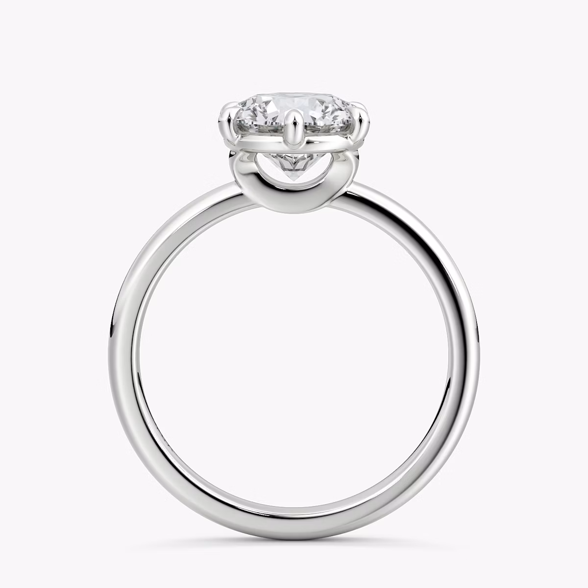 The Signature 6 Prong | Round Brilliant | 18k | White Gold | bandAccent: Plain | bandWidth: large | caratWeight: 1.0ct | hiddenHalo: no | diamondOrientation: vertical
