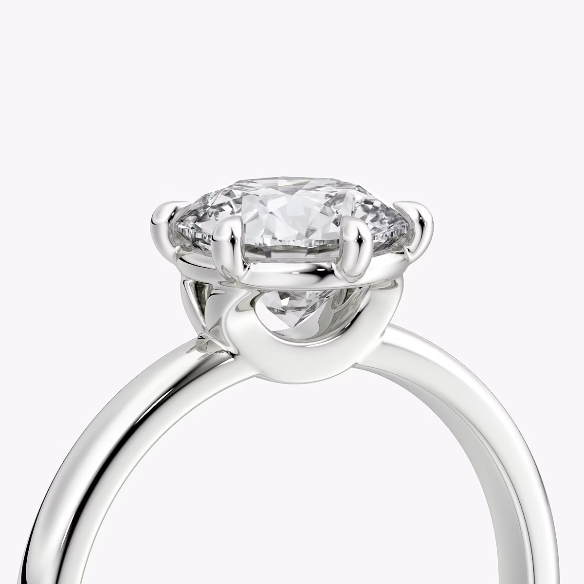 The Signature 6 Prong | Round Brilliant | 18k | White Gold | bandAccent: Plain | bandWidth: large | caratWeight: 1.0ct | hiddenHalo: no | diamondOrientation: vertical