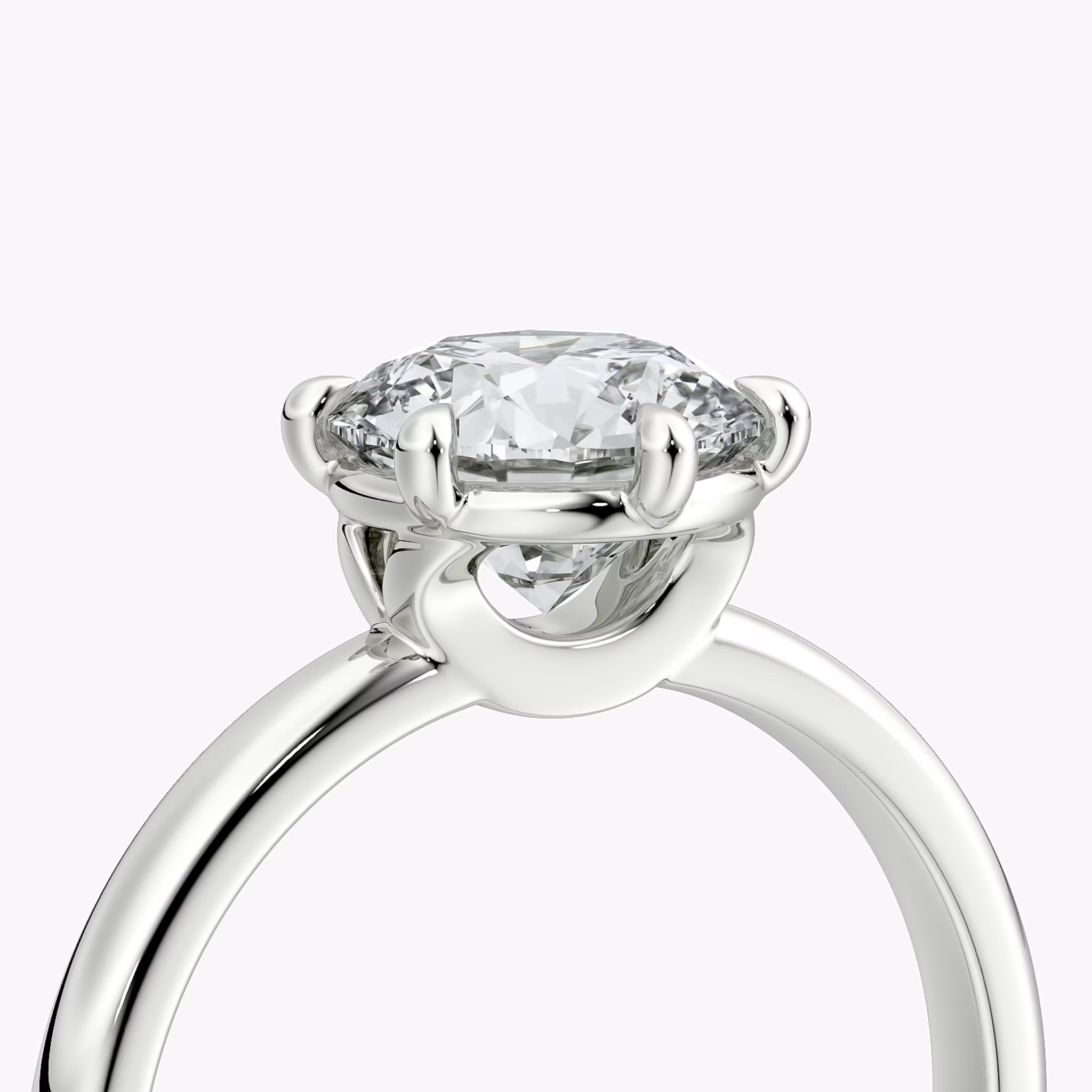The Signature 6 Prong | Round Brilliant | 18k | White Gold | bandAccent: Plain | bandWidth: large | caratWeight: other | hiddenHalo: no | diamondOrientation: vertical