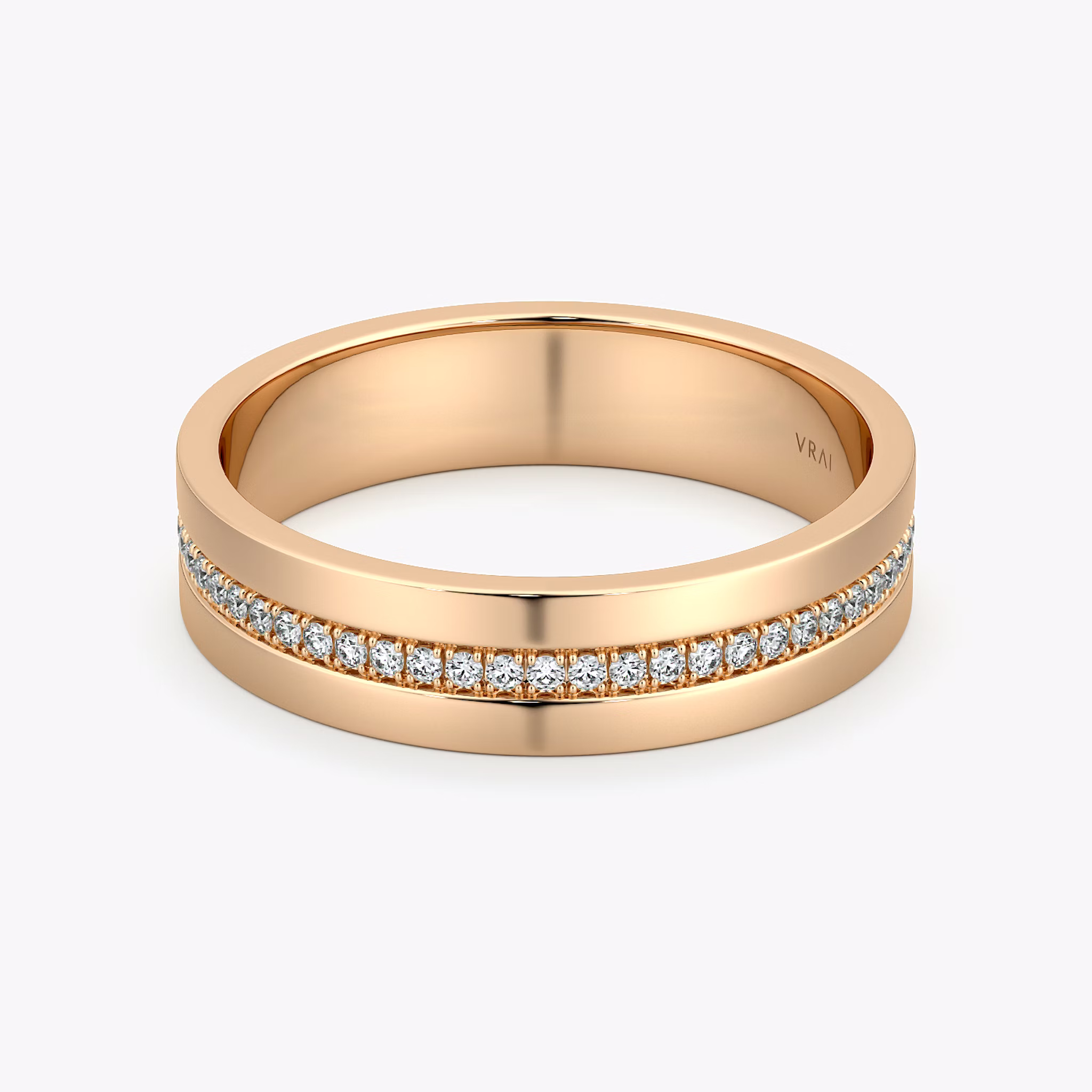 The Pavé Cigar Band | 14k | Rose Gold | bandAccent: Pavé | paveVersion: center