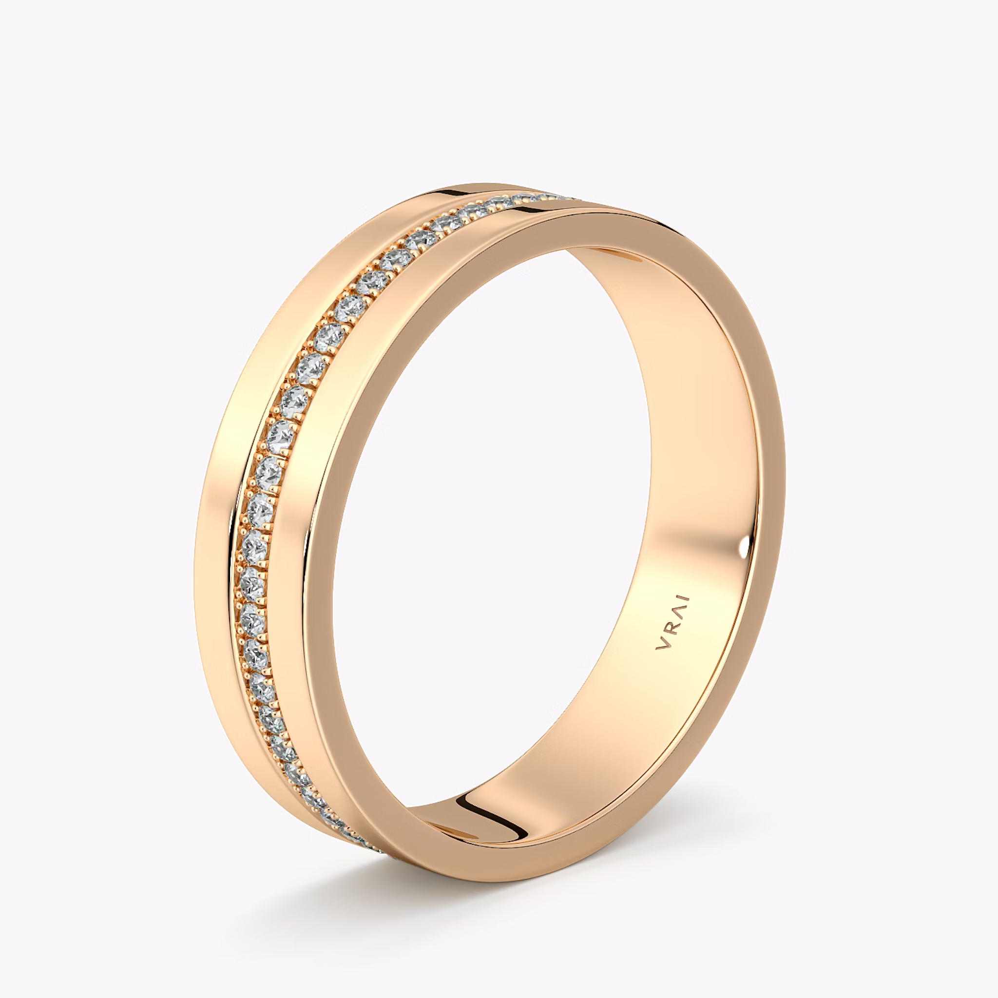 The Pavé Cigar Band | 14k | Rose Gold | bandAccent: Pavé | paveVersion: center