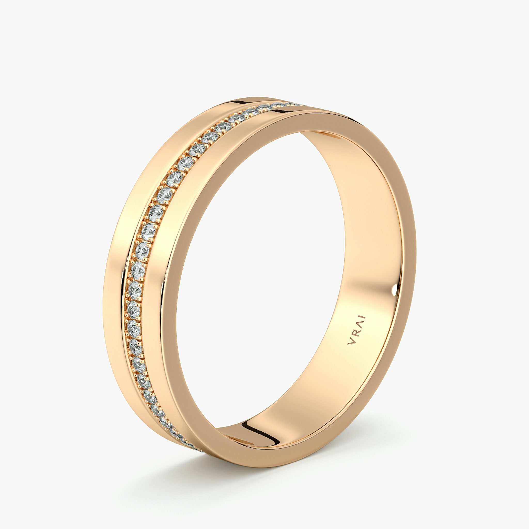 The Pavé Cigar Band | 14k | Rose Gold | bandAccent: Pavé | paveVersion: center