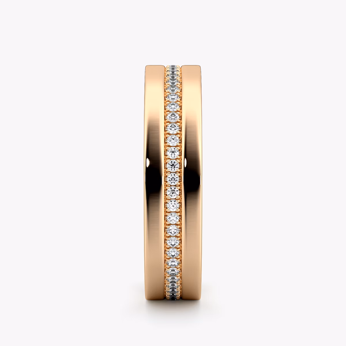 The Pavé Cigar Band | 14k | Rose Gold | bandAccent: Pavé | paveVersion: center