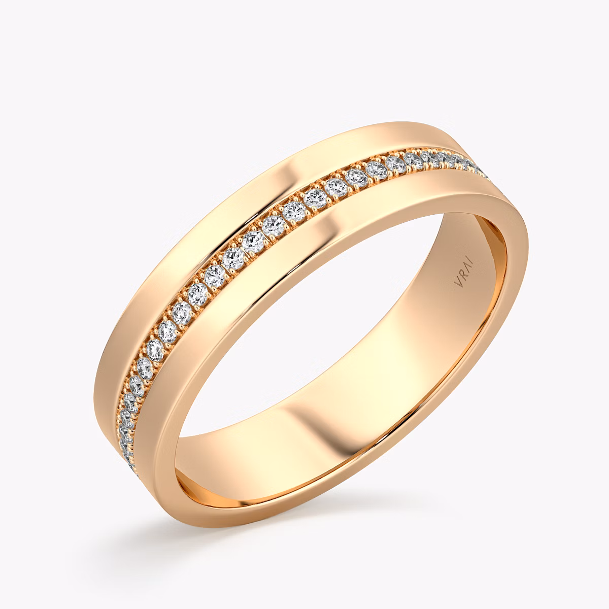The Pavé Cigar Band | 14k | Rose Gold | bandAccent: Pavé | paveVersion: center