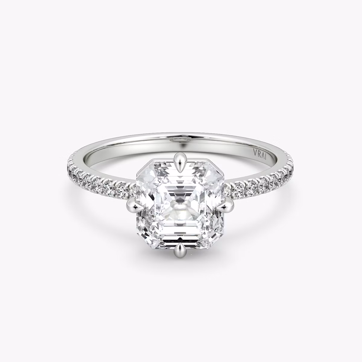 The Compass Solitaire | Asscher | Platinum | bandAccent: Pavé | diamondOrientation: vertical | caratWeight: other