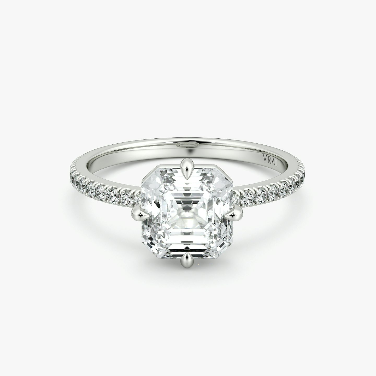 Compass | Asscher | 18k | Weißgold | bandAccent: Mit Pavé-Besatz | diamondOrientation: vertical | caratWeight: other