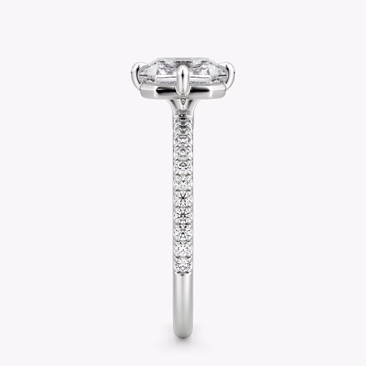 The Compass Solitaire | Asscher | Platinum | bandAccent: Pavé | diamondOrientation: vertical | caratWeight: other