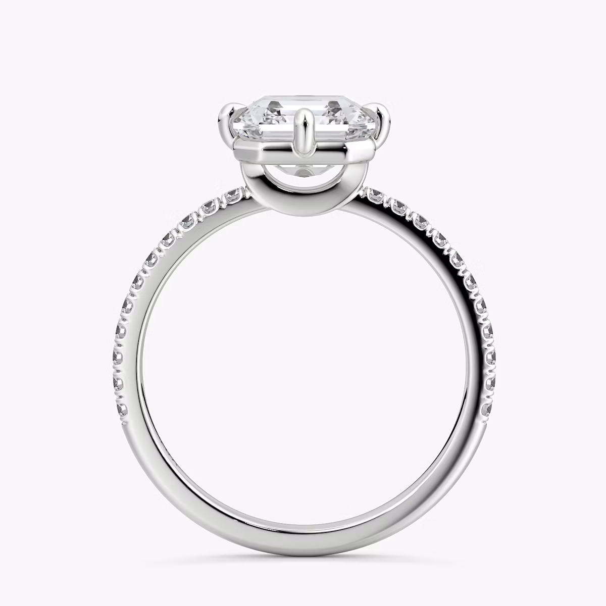 The Compass Solitaire | Asscher | Platinum | bandAccent: Pavé | diamondOrientation: vertical | caratWeight: other