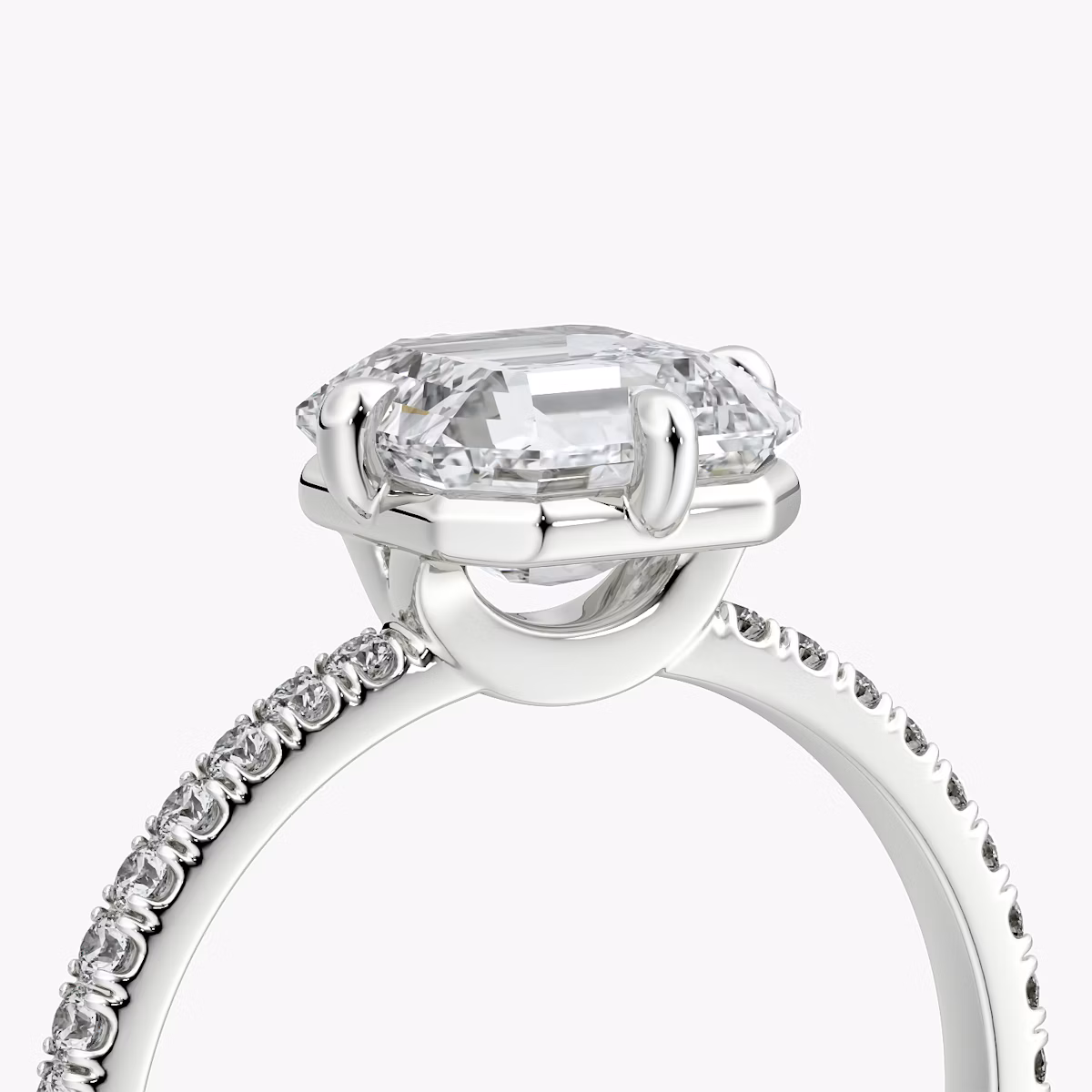 The Compass Solitaire | Asscher | Platinum | bandAccent: Pavé | diamondOrientation: vertical | caratWeight: other