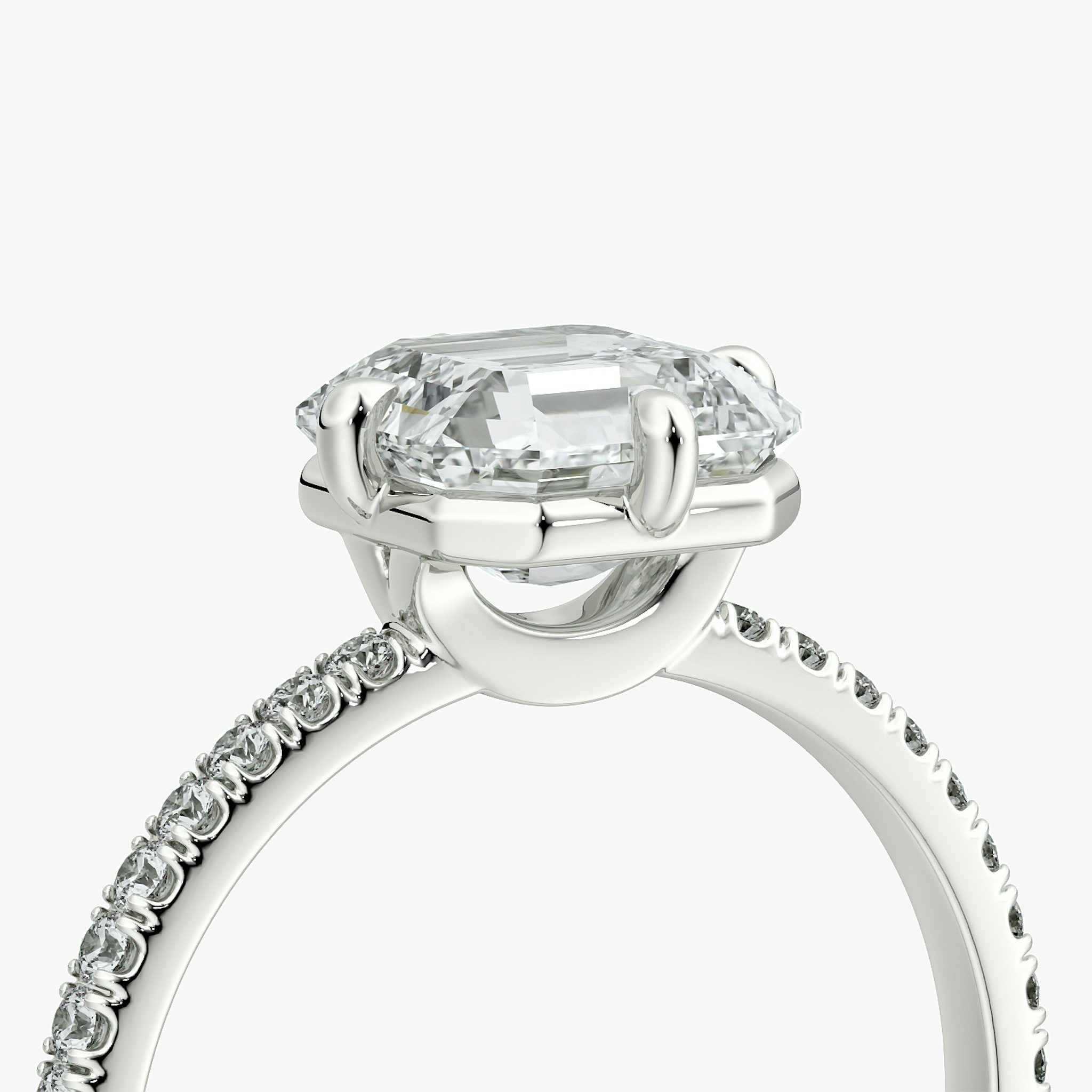 The Compass Solitaire | Asscher | 18k | White Gold | bandAccent: Pavé | diamondOrientation: vertical | caratWeight: other