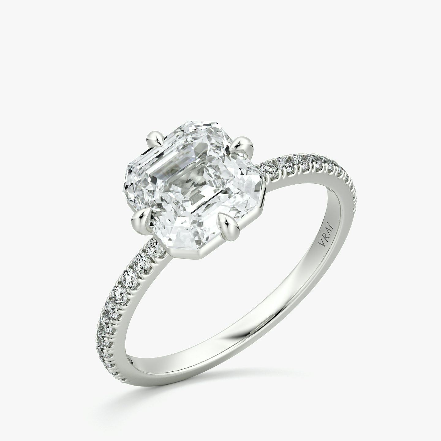 Compass | Asscher | 18k | Weißgold | bandAccent: Mit Pavé-Besatz | diamondOrientation: vertical | caratWeight: other