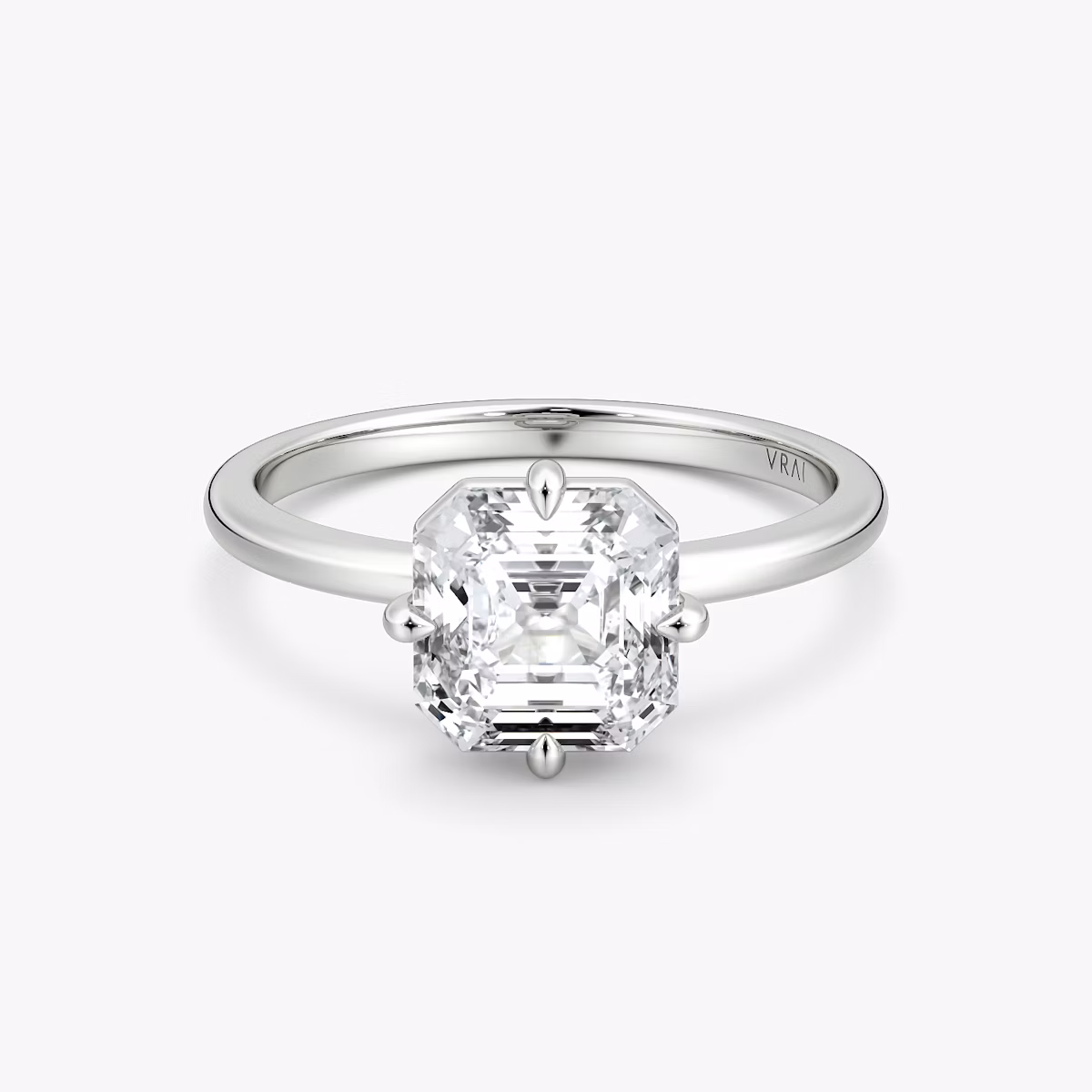 The Compass Solitaire | Asscher | Platinum | bandAccent: Plain | diamondOrientation: vertical | caratWeight: other