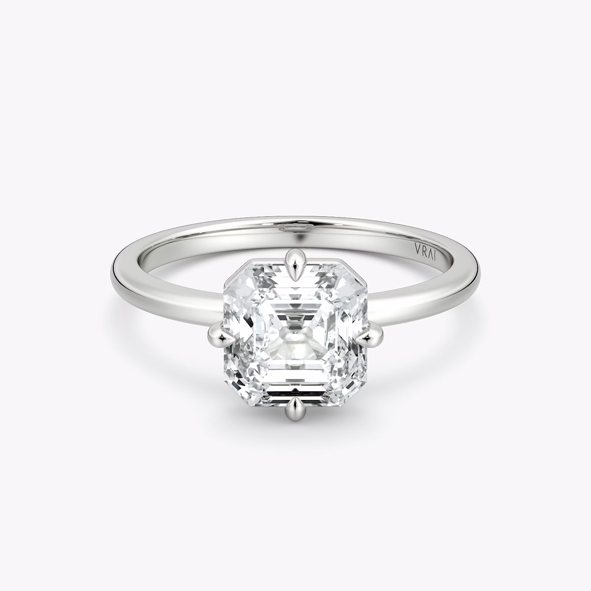 The Compass Solitaire | Asscher | 18k | White Gold | bandAccent: Plain | diamondOrientation: vertical | caratWeight: other